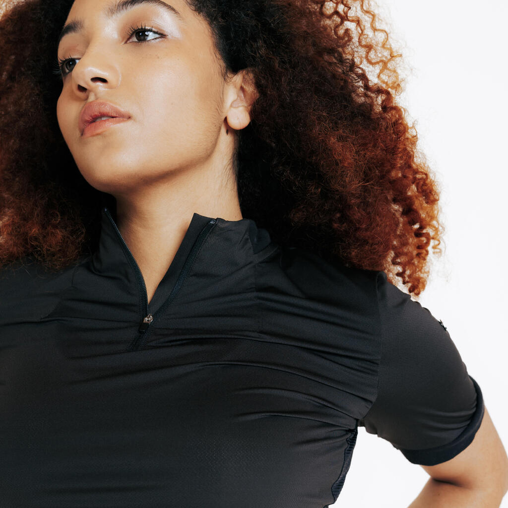 Polo équitation manches courtes Femme - Héritage noir