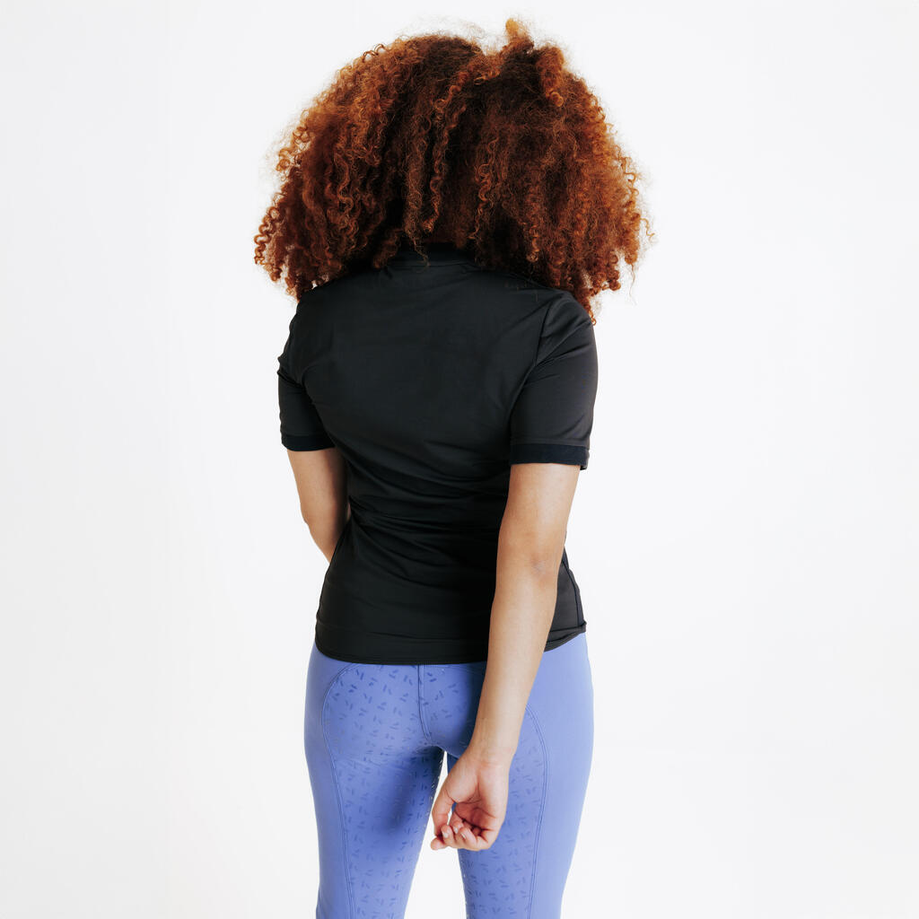 Reit-Poloshirt kurzarm Damen blau