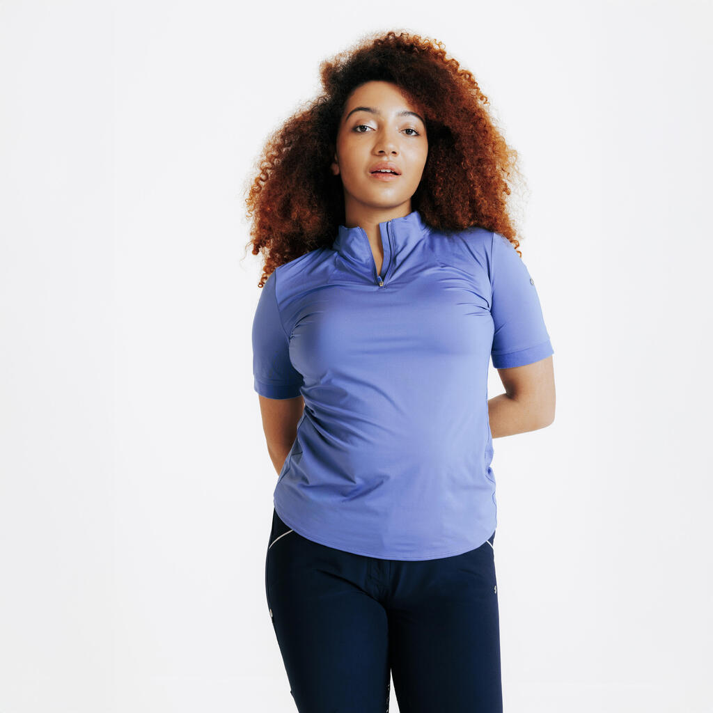 Reit-Poloshirt kurzarm Damen blau