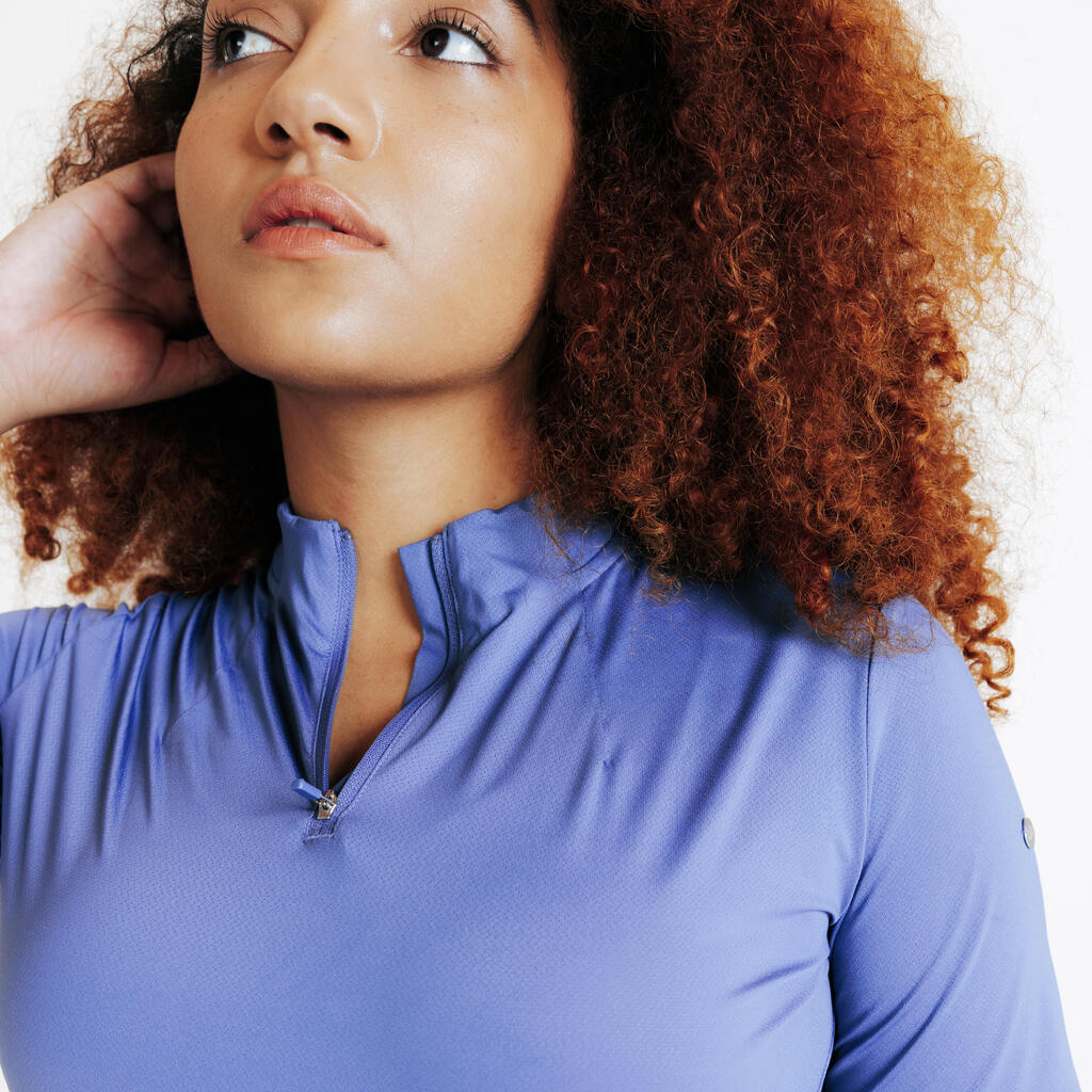 Reit-Poloshirt kurzarm Damen blau