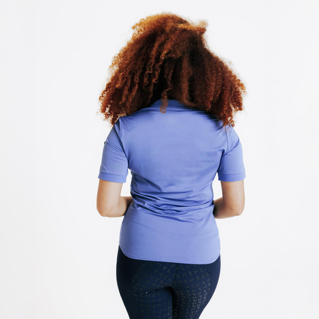 Reit-Poloshirt kurzarm Damen blau