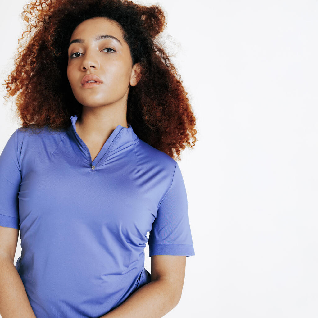 Reit-Poloshirt kurzarm Damen blau