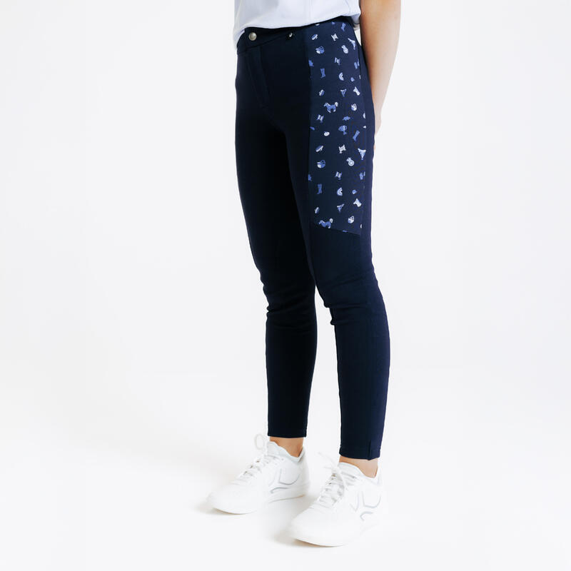 Paardrijbroek voor kinderen Magic blauw met print