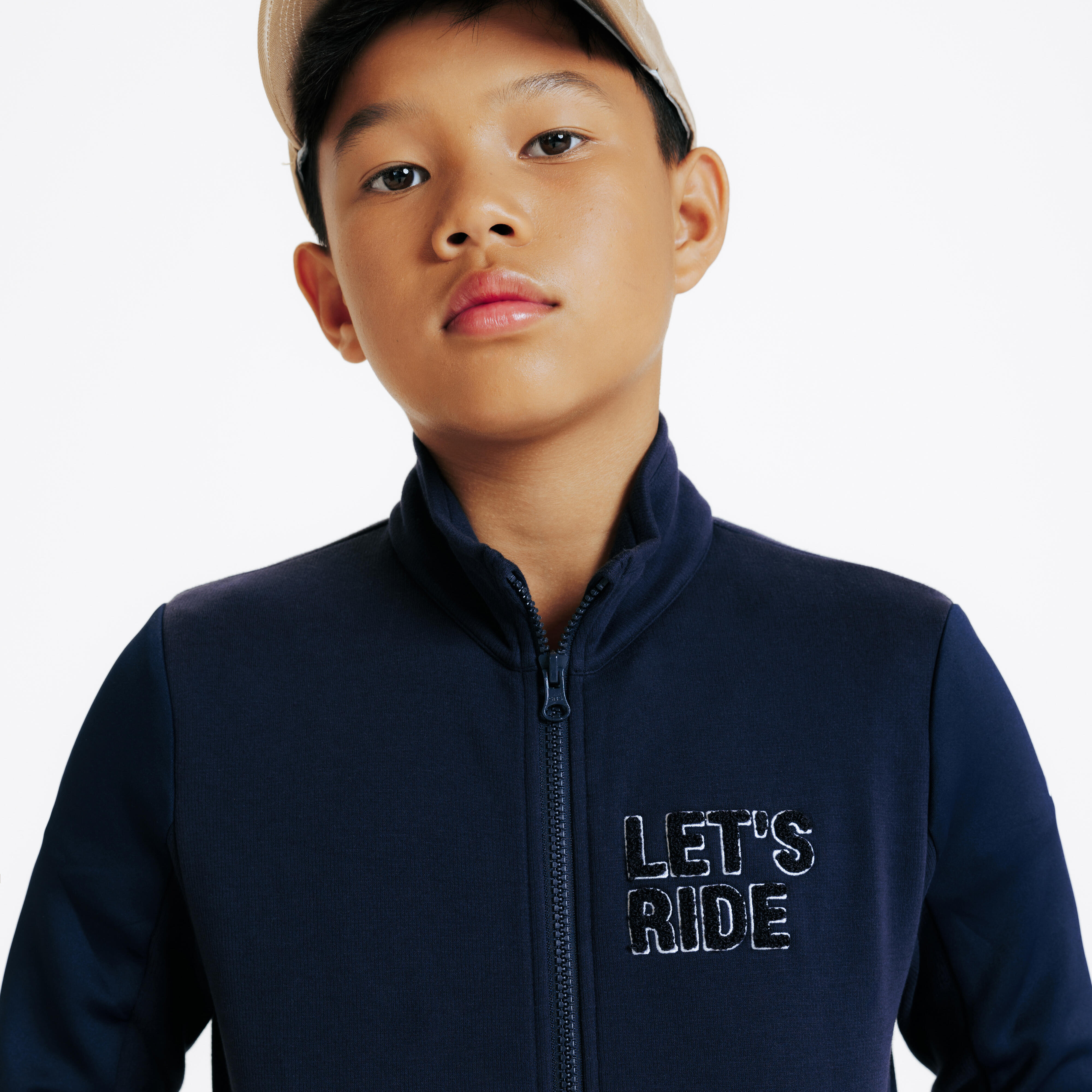 Kids' Horse Riding Zip Sweatshirt 500 - Navy Blue - FOUGANZA