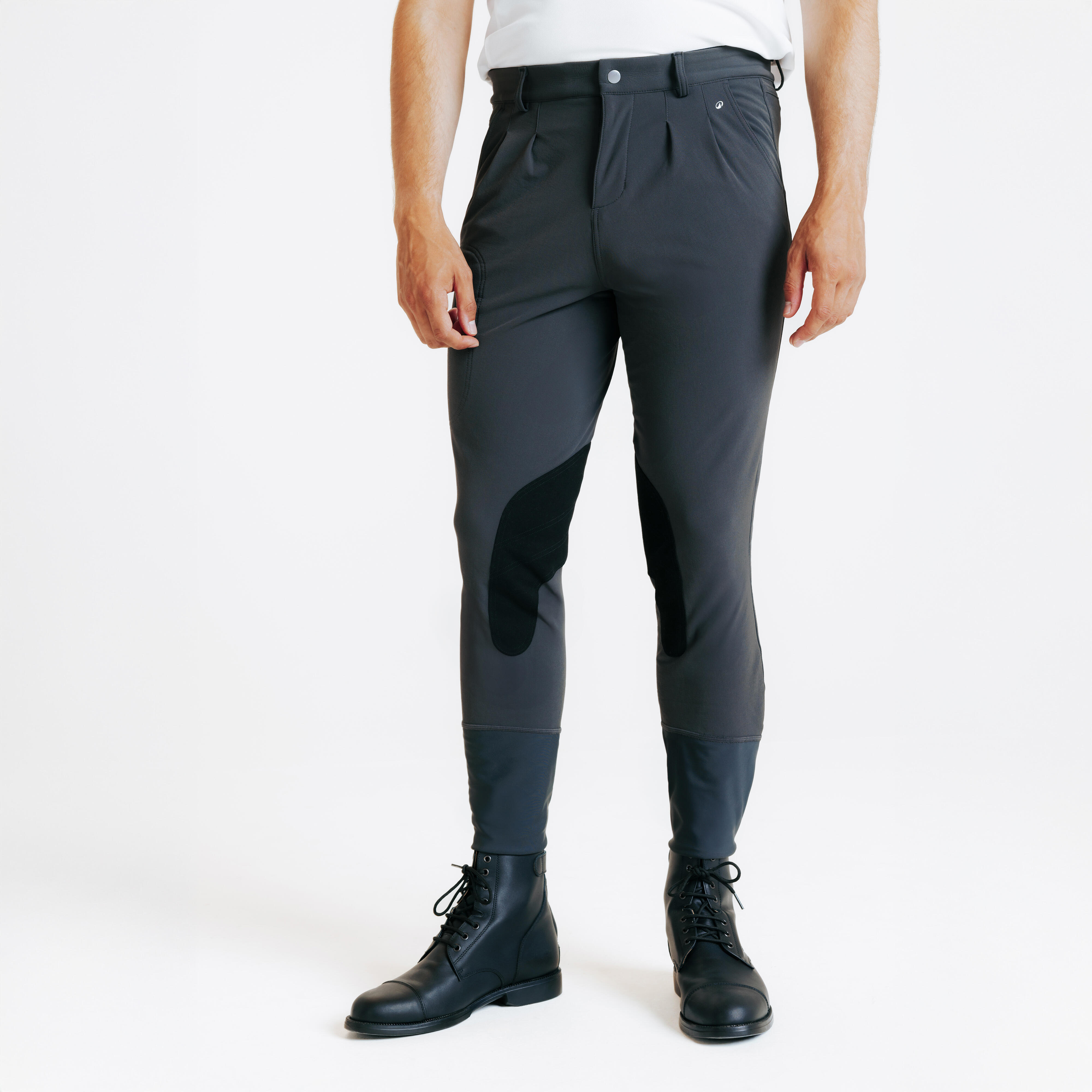 FOUGANZA Reithose 500 Kniebesatz Kunstleder Herren dunkelgrau | 03583787739310 FOUGANZA Reithose 500 Kniebesatz Kunstleder Herren dunkelgrau | 03583787739310