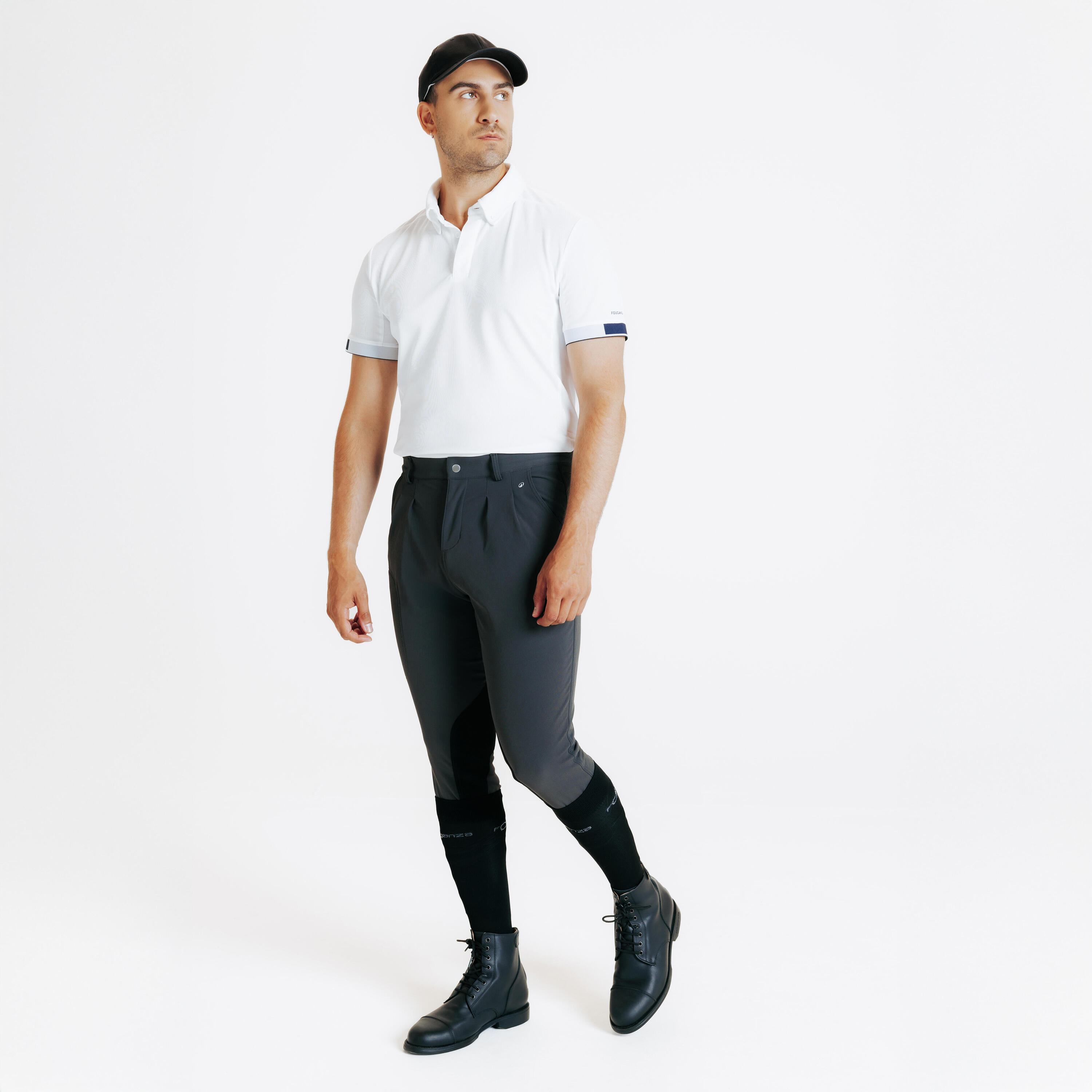 Pantalón Equitación 500 Hombre Gris Oscuro 2/5