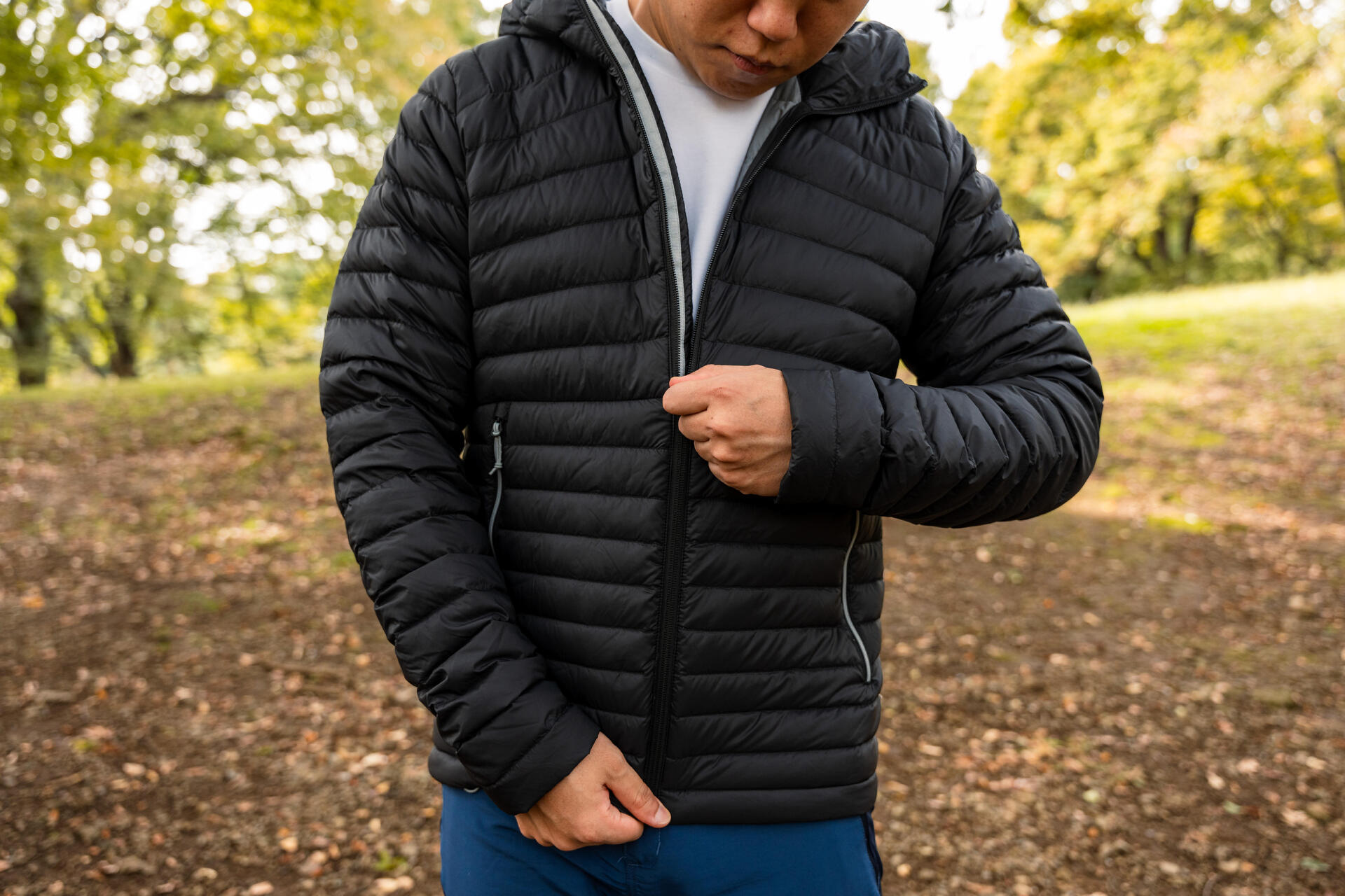 -5°C Men's Down Trekking Snow Hiking Hoodie Jacket MT100 Black