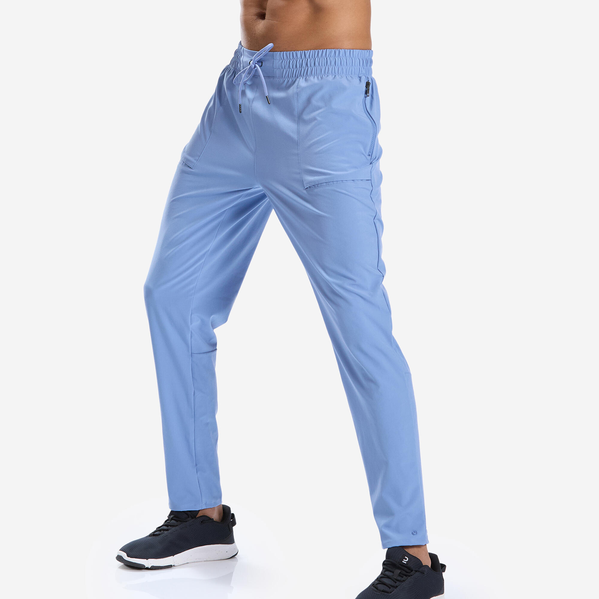 Men Gym Trackpant Convertible, Jog Fit, Quick Dry, Zip Pockets, 500 - Dusk Blue