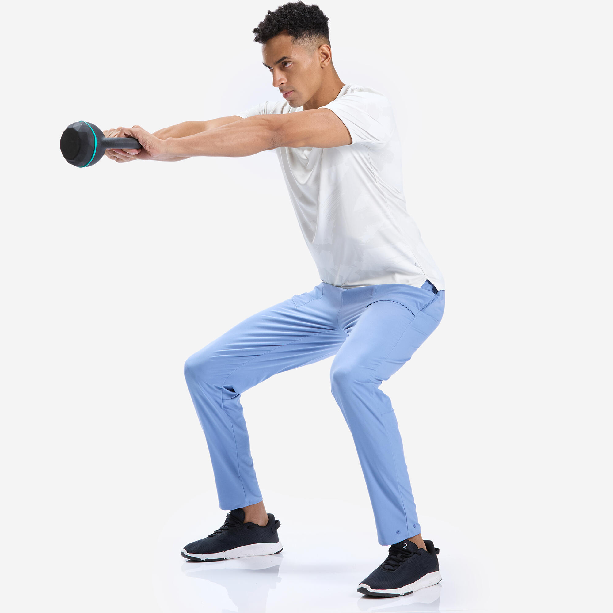 Men Gym Trackpant Convertible, Jog Fit, Quick Dry, Zip Pockets, 500 - Dusk Blue