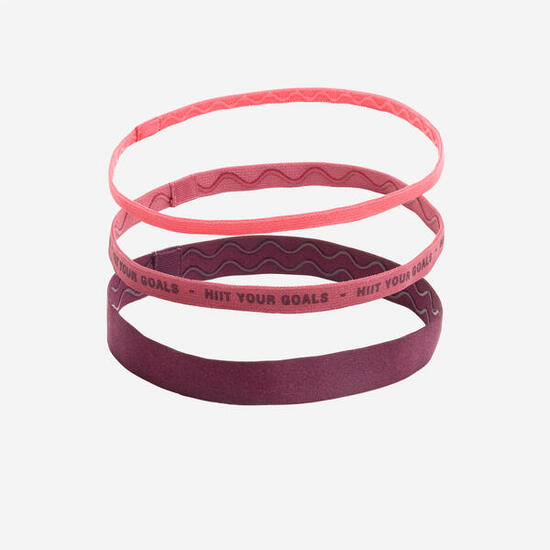 Lot de 3 bandeaux élastiques cheveux femme, rose