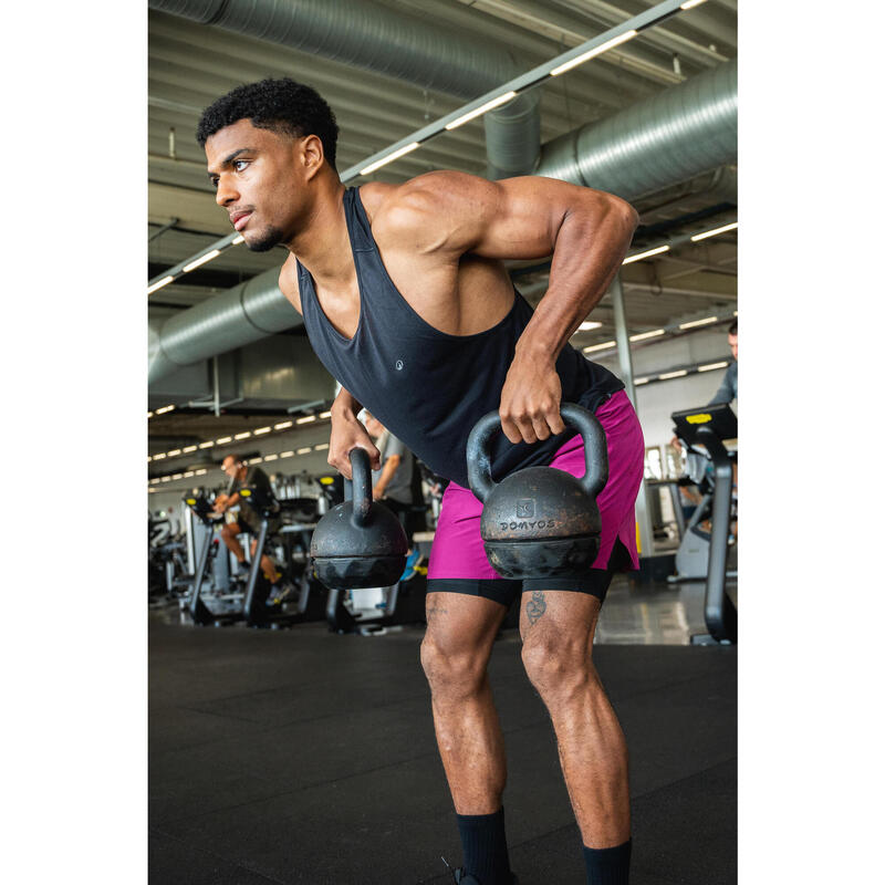 Débardeur stringer de musculation dos nageur homme, noir fumé