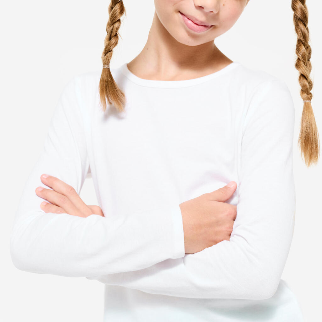 Παιδικό απλό μακρυμάνικο βαμβακερό T-Shirt - Λευκό