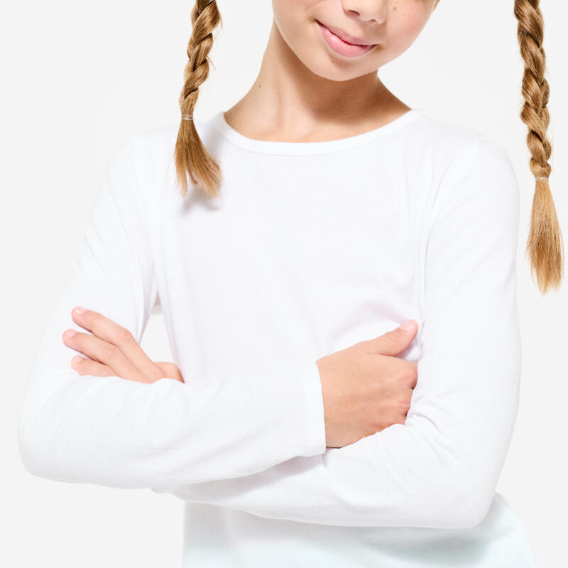 Basic shirt met lange mouwen voor kinderen katoen wit