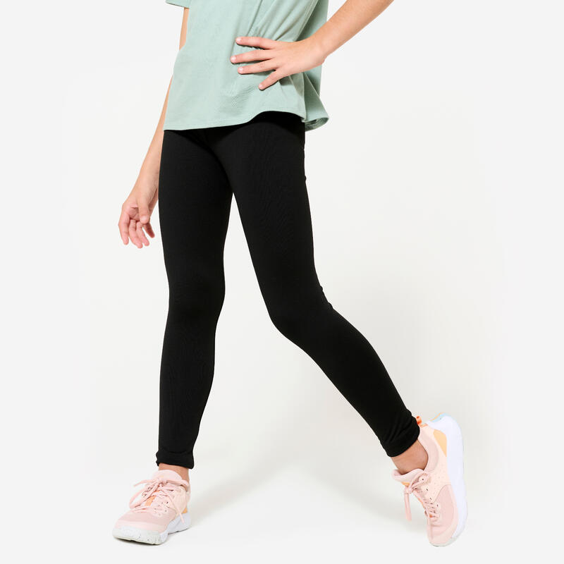 Leggings de Educação Física Quentes Respiráveis Menina, Preto