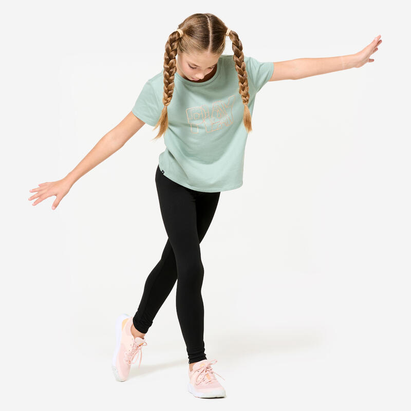 Leggings de Educação Física Quentes Respiráveis Menina, Preto