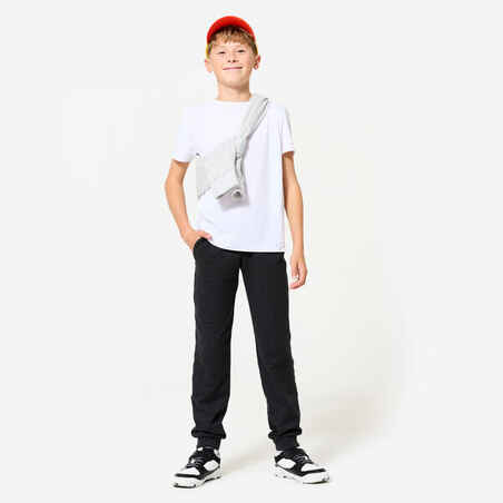 Kids' Unisex Straight-Cut Cotton French Terry Jogging Bottoms 100 Dark Grey Marl