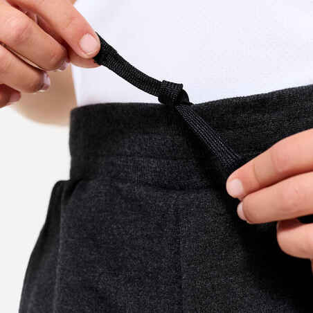 Kids' Unisex Straight-Cut Cotton French Terry Jogging Bottoms 100 Dark Grey Marl