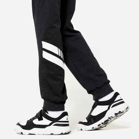 Kids' Unisex Straight-Cut Cotton French Terry Jogging Bottoms 100 Dark Grey Marl