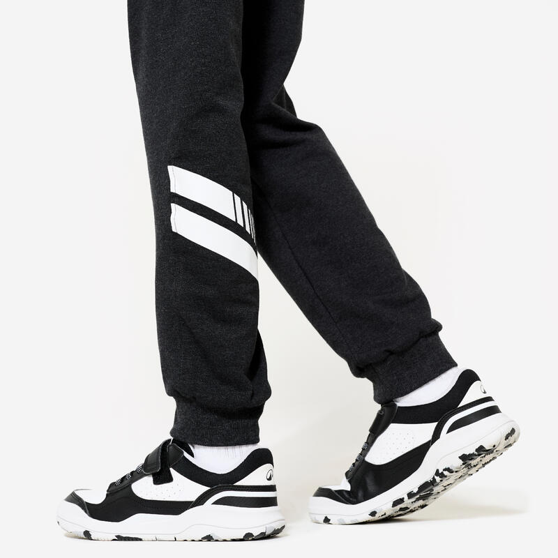 Pantalon de jogging mixte french terry droit coton enfant - 100 gris chiné foncé