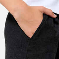 Kids' Unisex Straight-Cut Cotton French Terry Jogging Bottoms 100 Dark Grey Marl