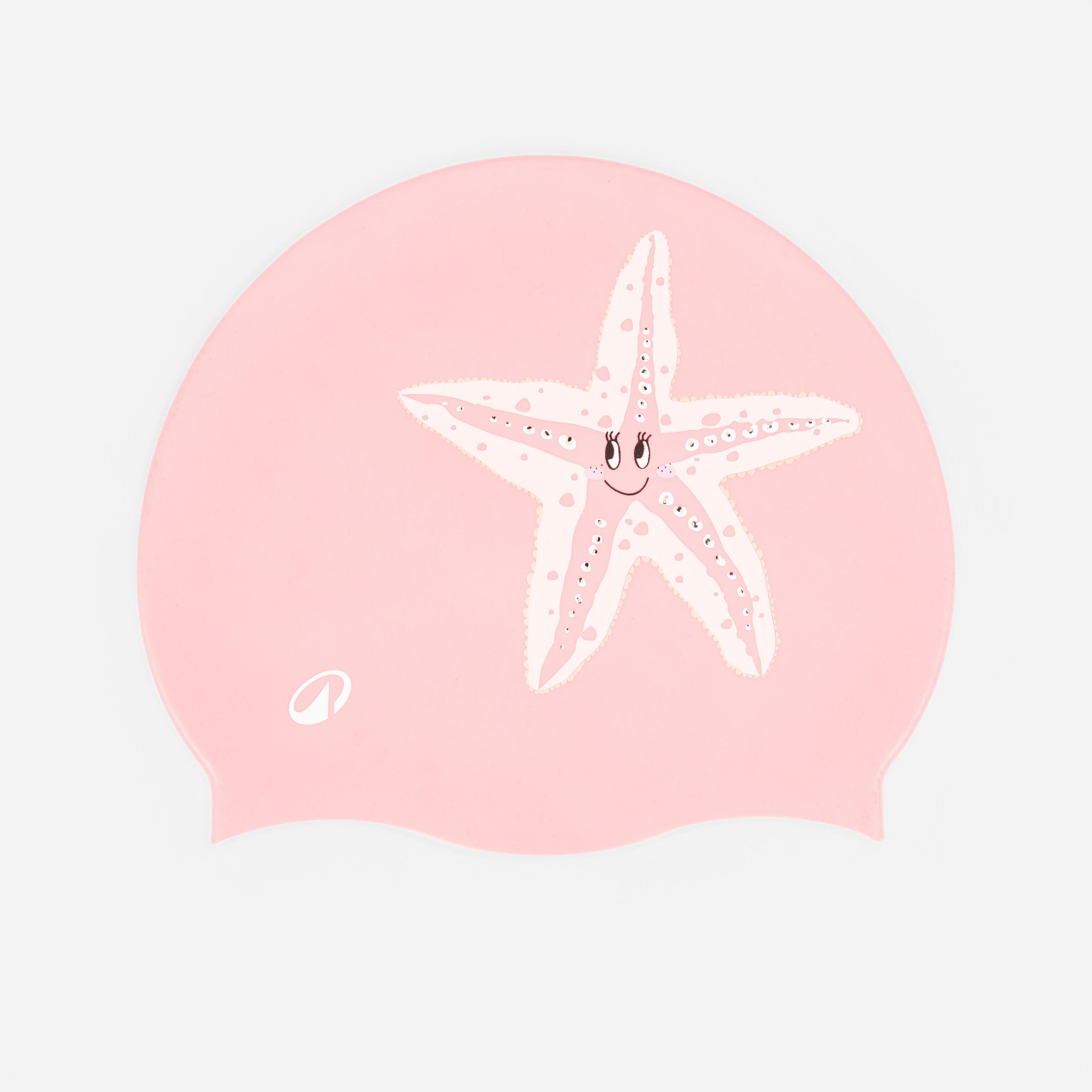 Silicone Swim Cap Stretchable & Soft Starfish Pink