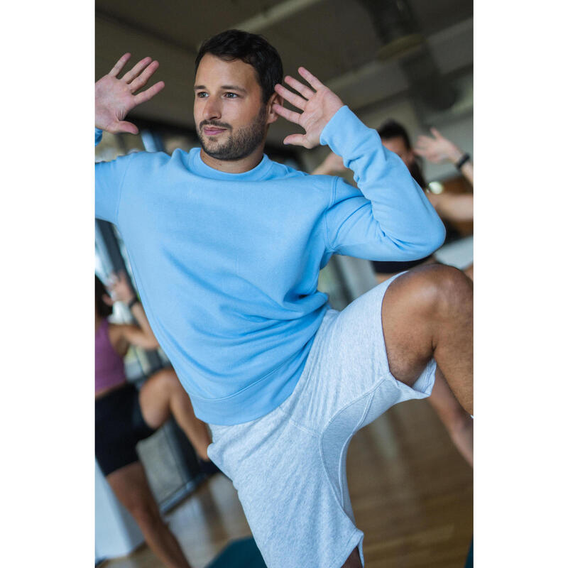 Short de fitness en molleton avec poches homme, gris