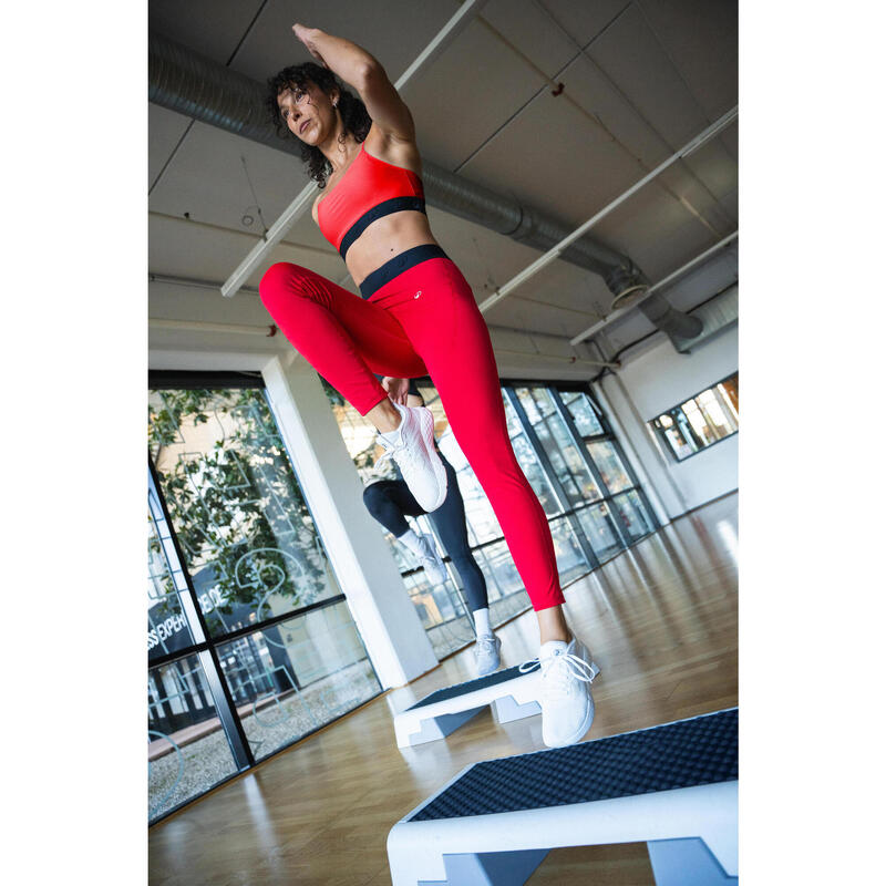 Brassière bretelles fines croisées maintien léger Femme, Rouge