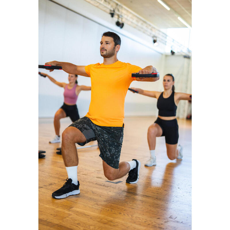T-shirt de fitness manches courtes respirant col rond homme, orange