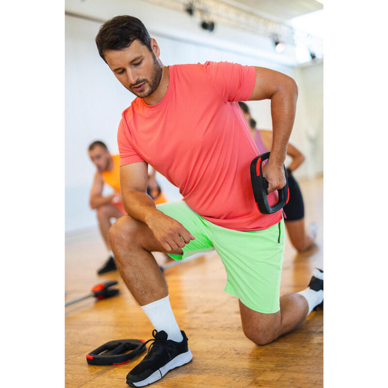 T-shirt de fitness manches courtes respirant col rond homme, rose