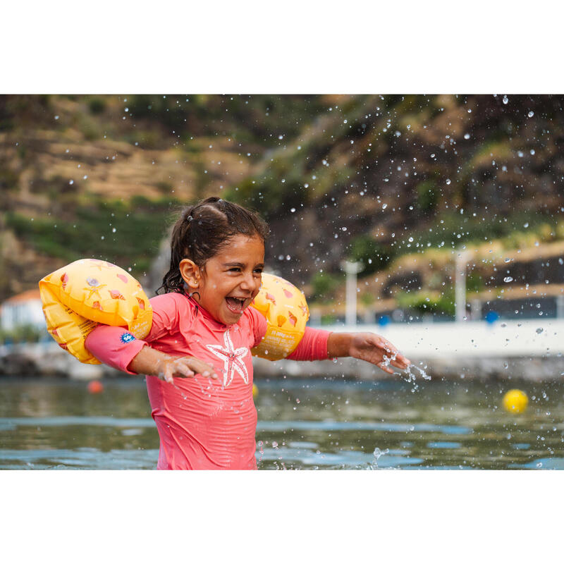 Bebek / Çocuk UV Korumalı Uzun Kollu Ti��ört - Pembe - Yıldız Desenli