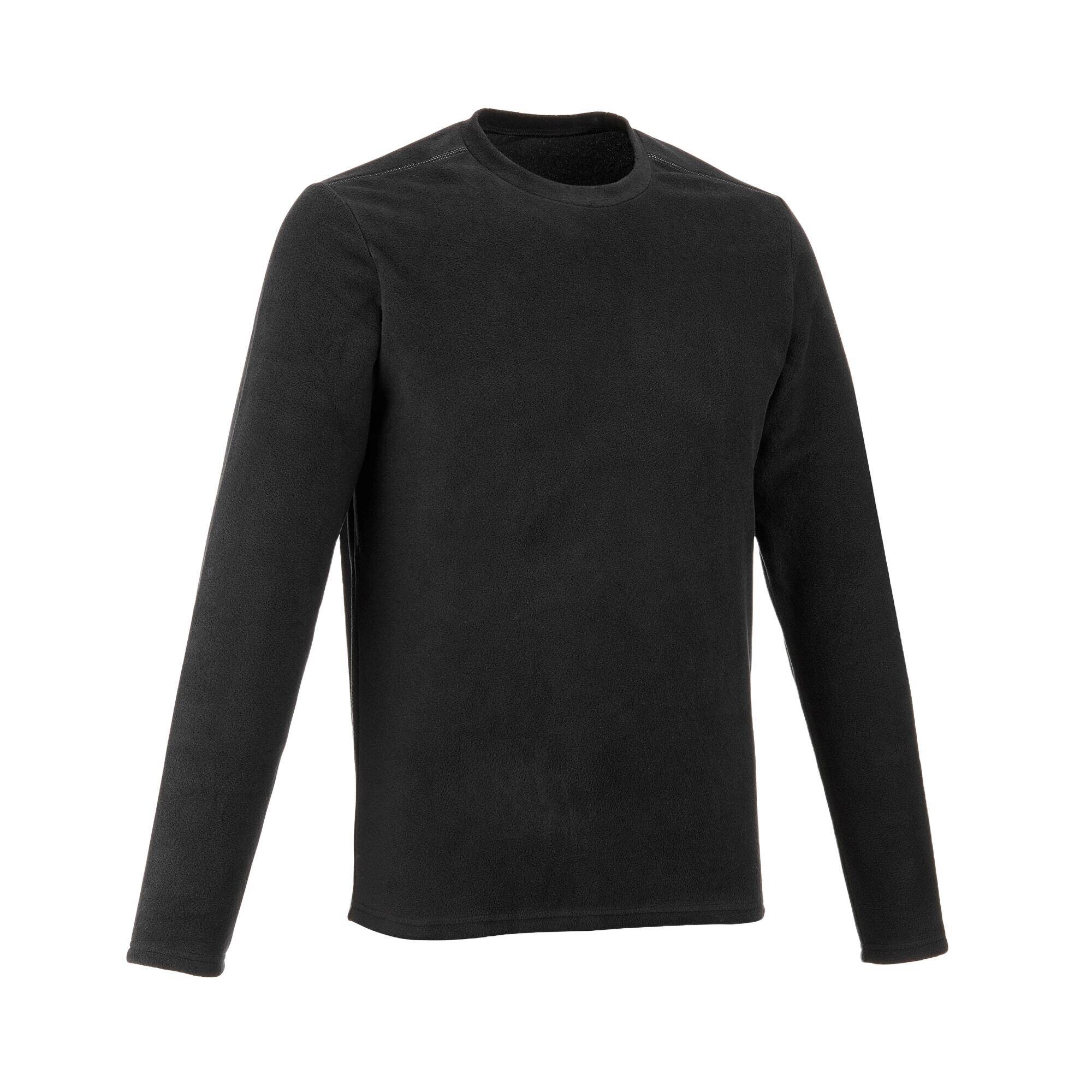 Men Sweater Round Neck Fleece for Hiking MH20 Black -  2