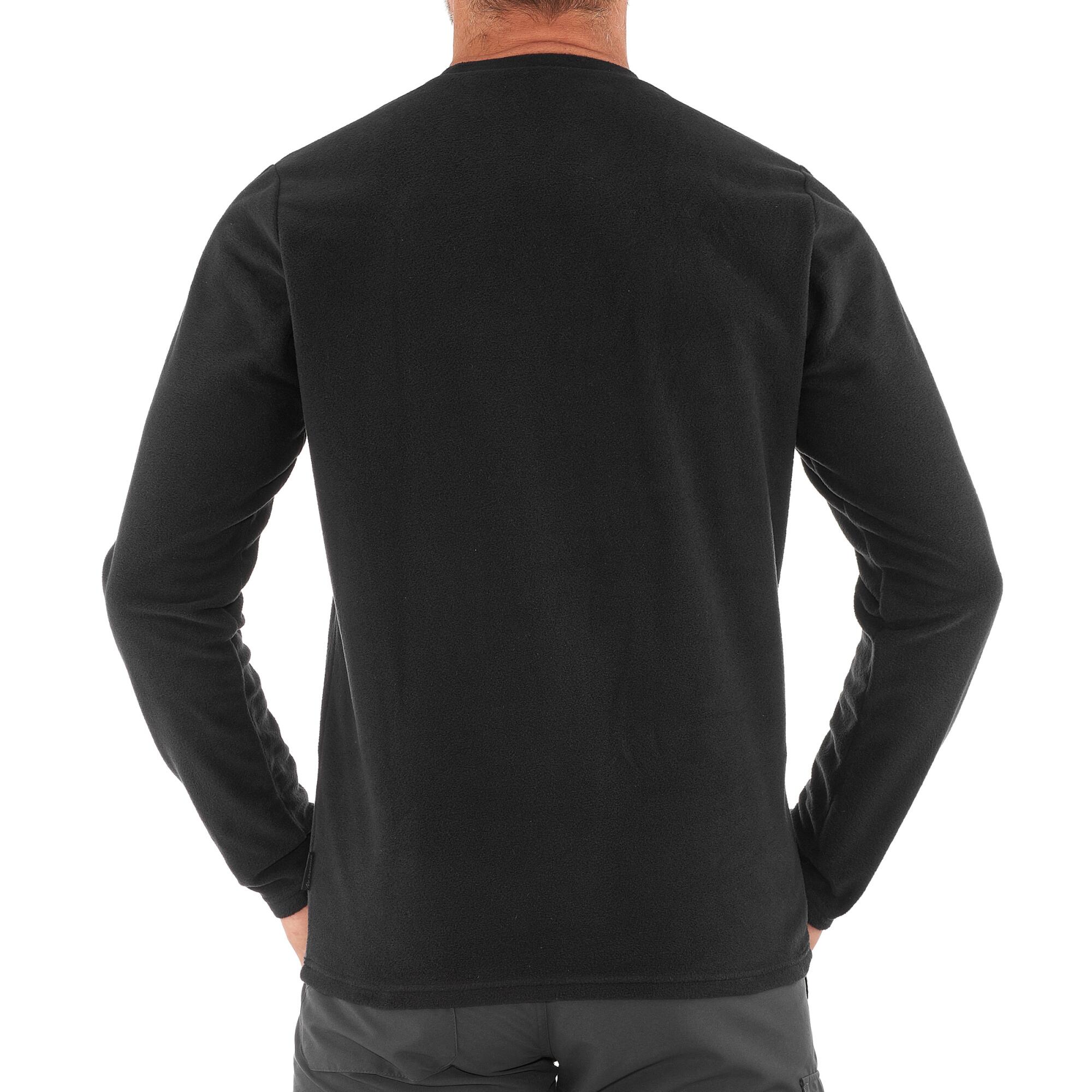 Men Sweater Round Neck Fleece for Hiking MH20 Black