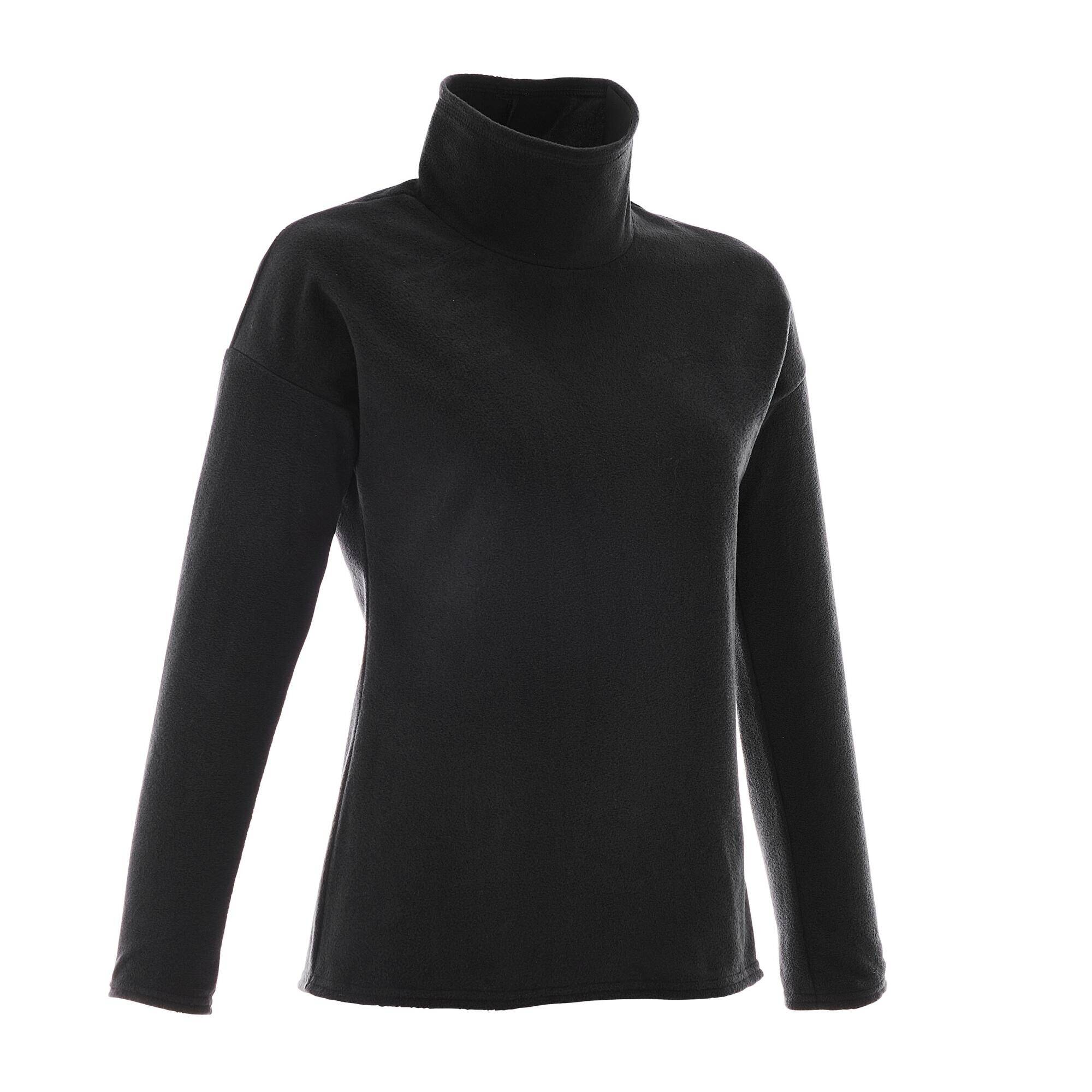Women Sweater Round Neck Fleece for Hiking MH20 Black -  2