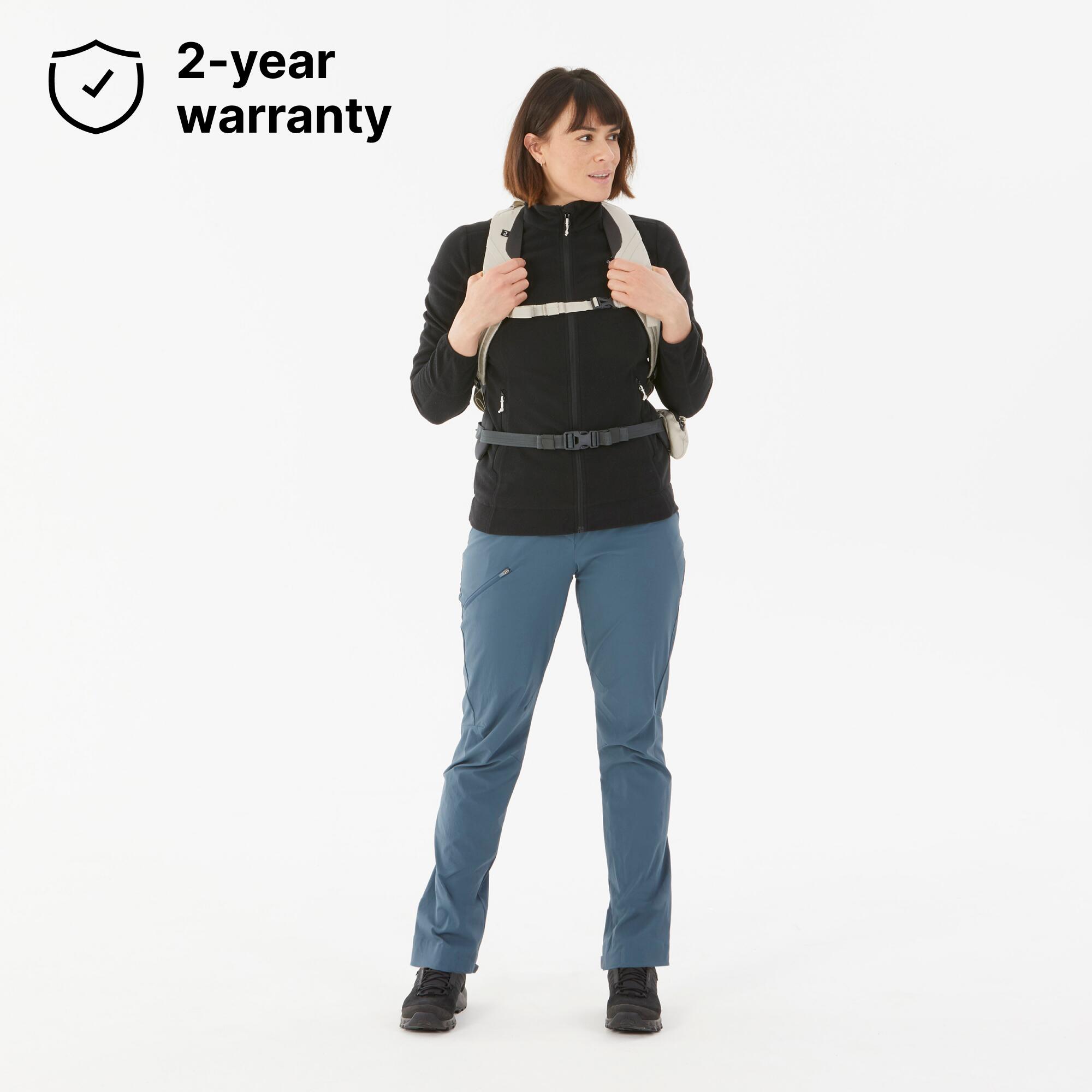 Women Sweater Full-Zip Fleece for Hiking MH100 Black