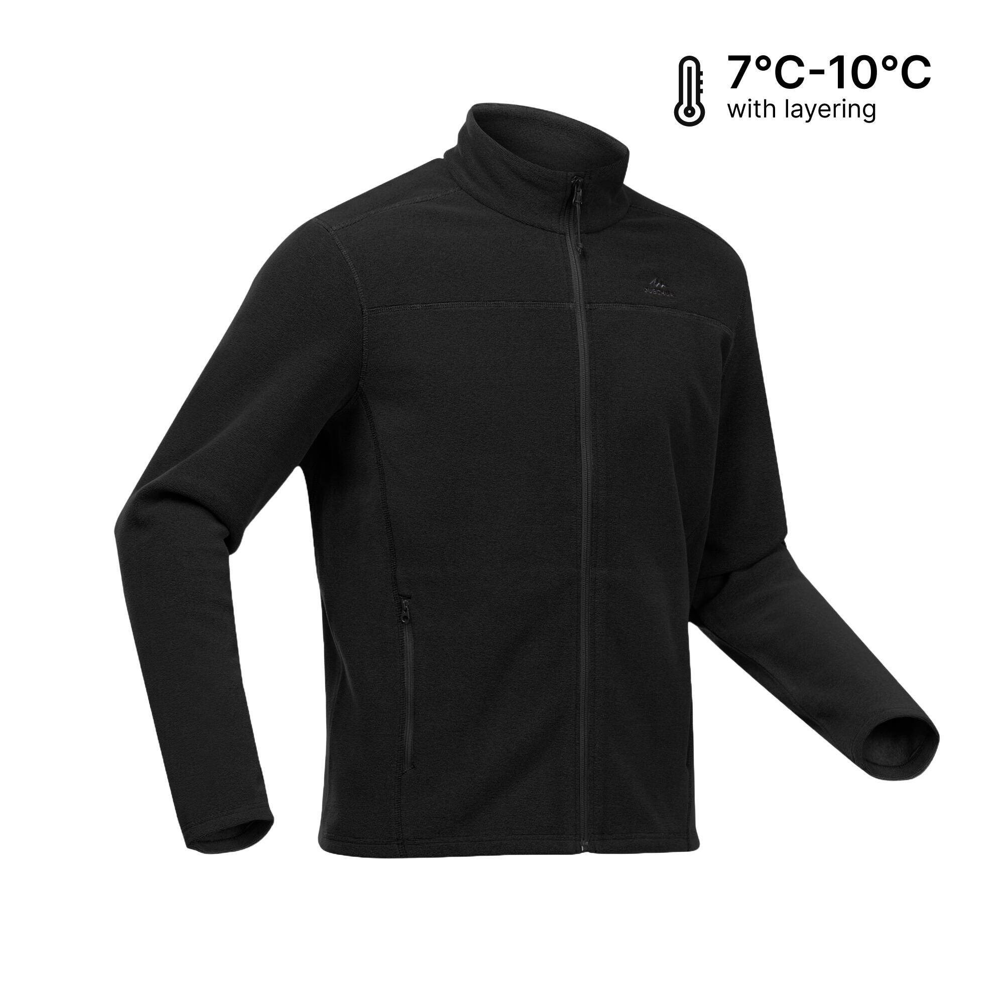 Men's Mountain Hiking Fleece MH100 Full Zip - Black -  2