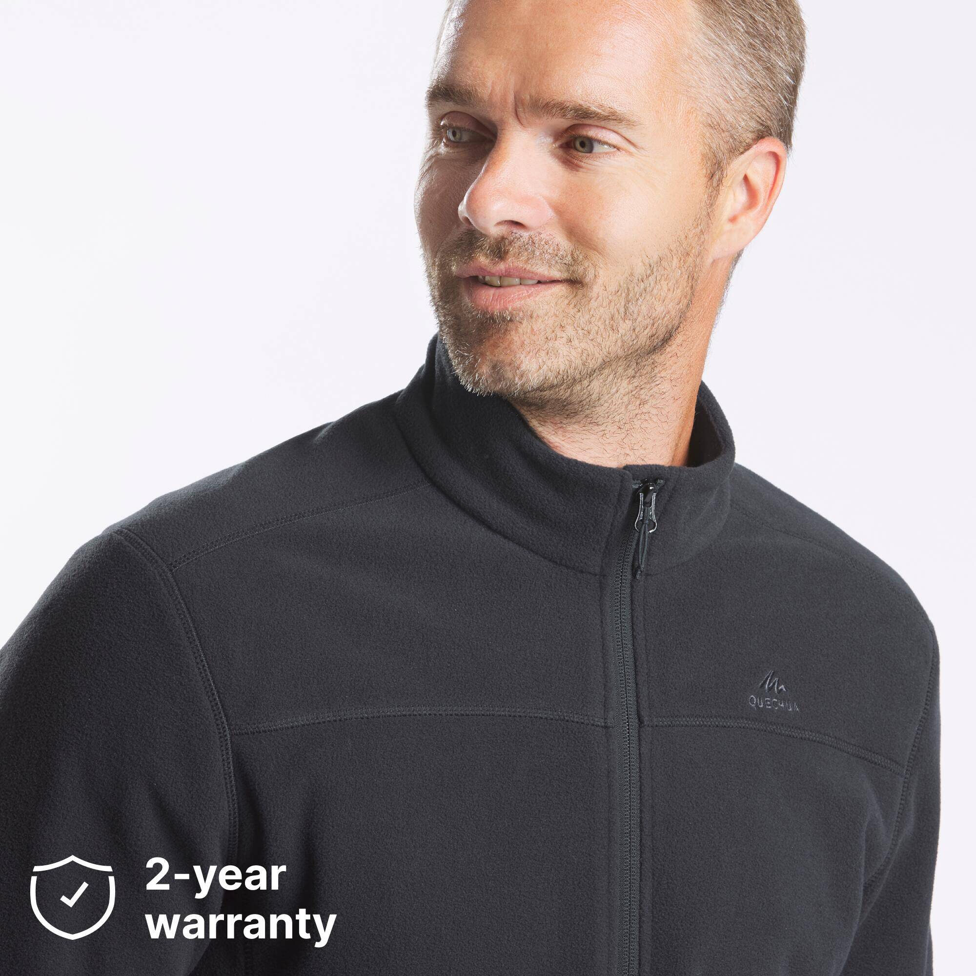 Men's Mountain Hiking Fleece MH100 Full Zip - Black -  4