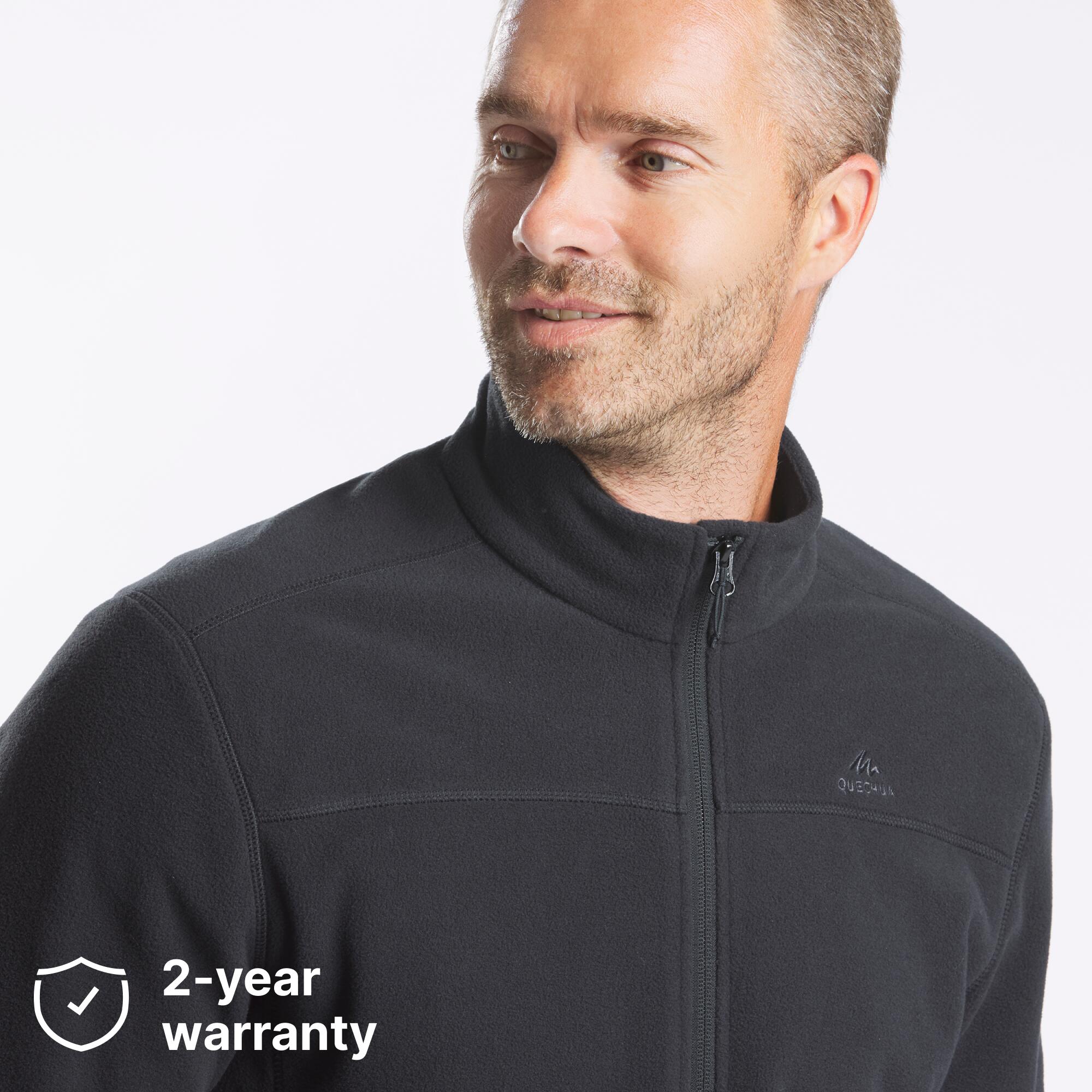 Men's Mountain Hiking Fleece MH100 Full Zip - Black 2/5