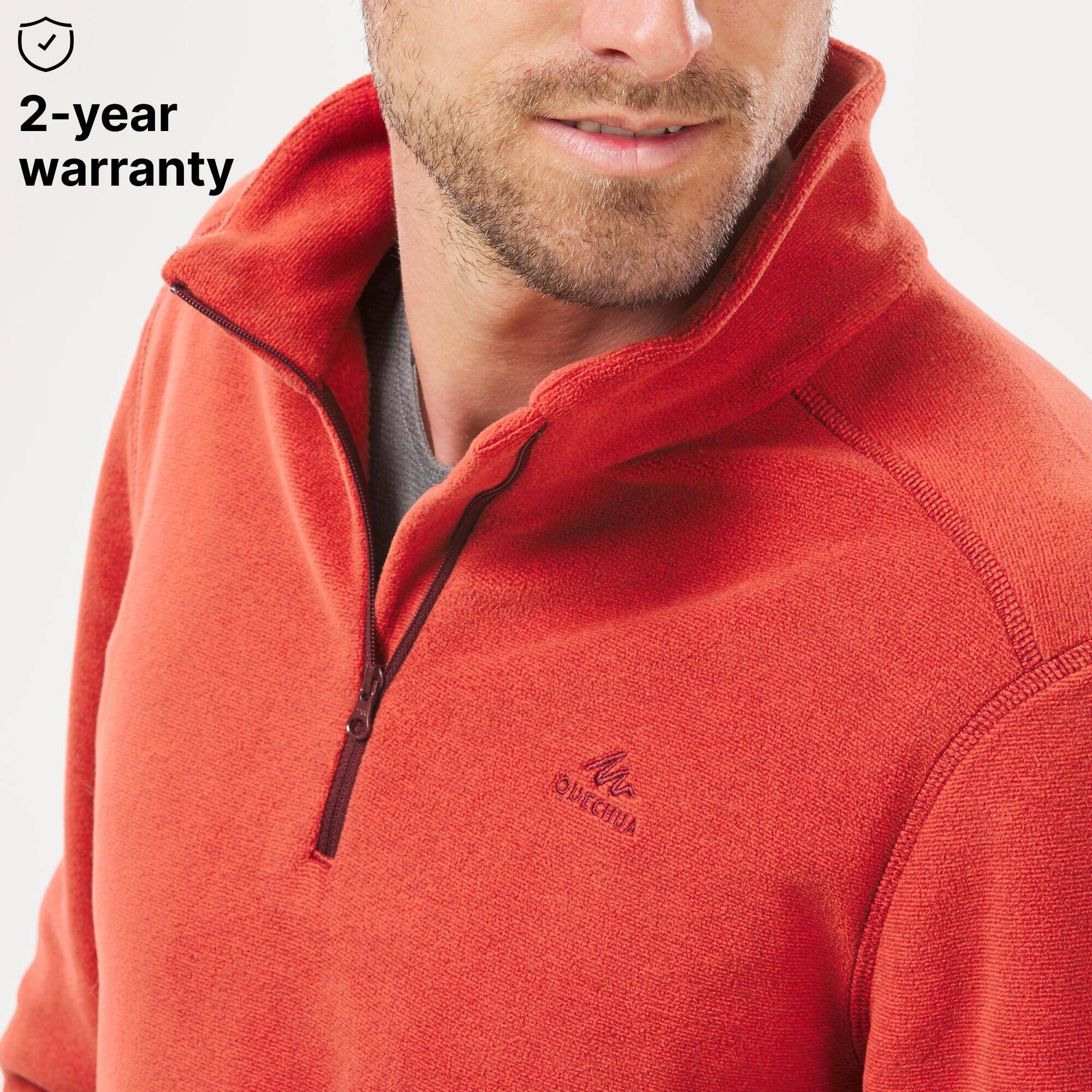 Men Sweater Half-Zip Fleece for Hiking MH100 Red -  4