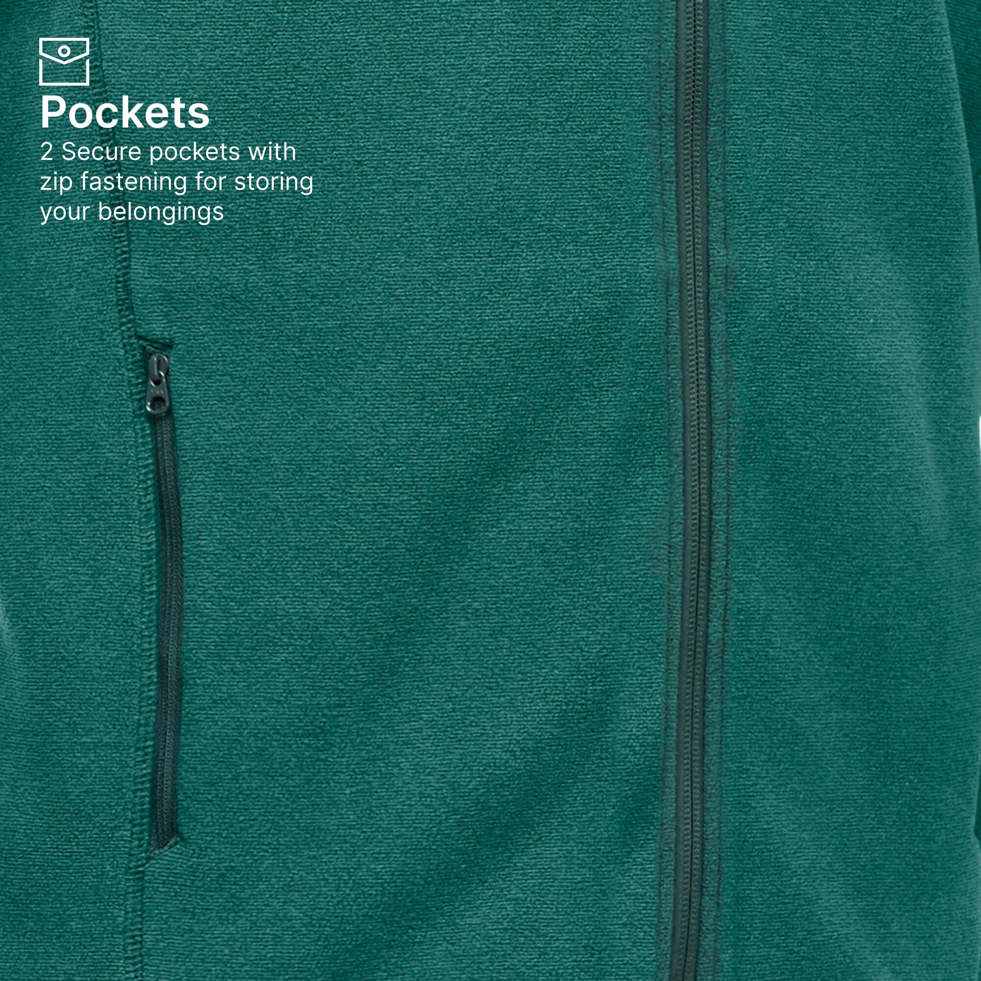 Men Sweater Full-Zip Fleece for Hiking MH120 Green