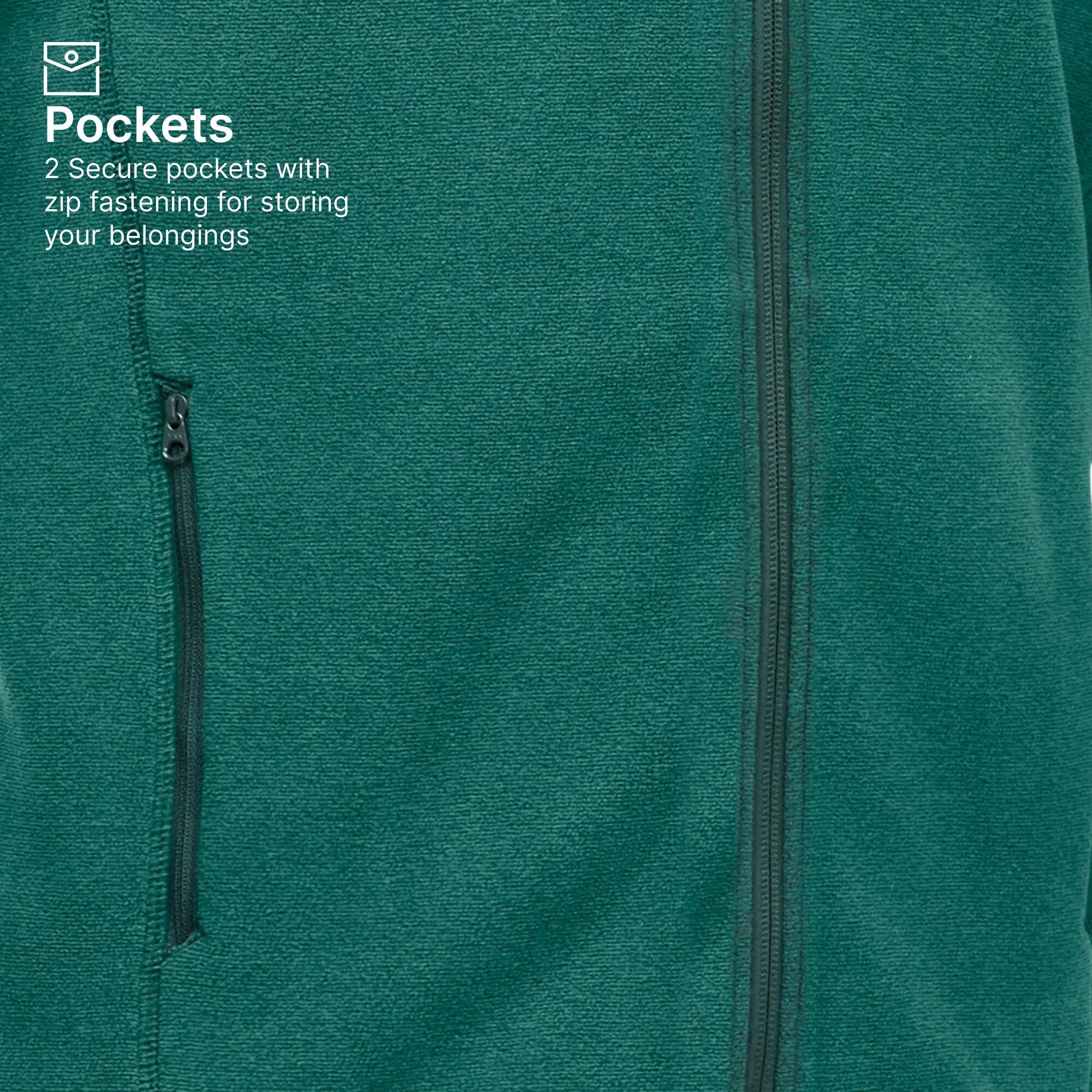 Men Sweater Full-Zip Fleece for Hiking MH120 Green -  4