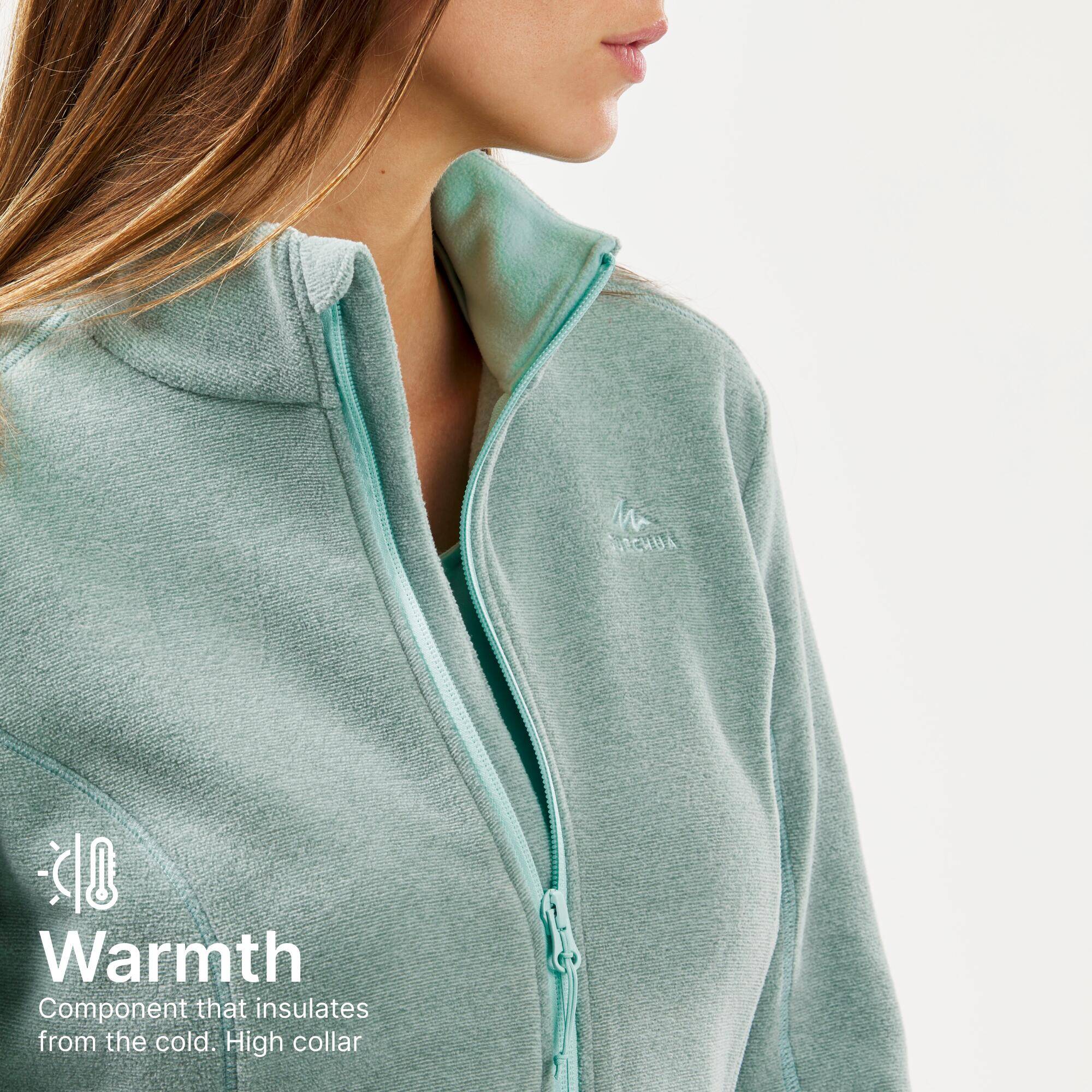 Women Sweater Full-Zip Fleece for Hiking MH100 Pale Mint -  4