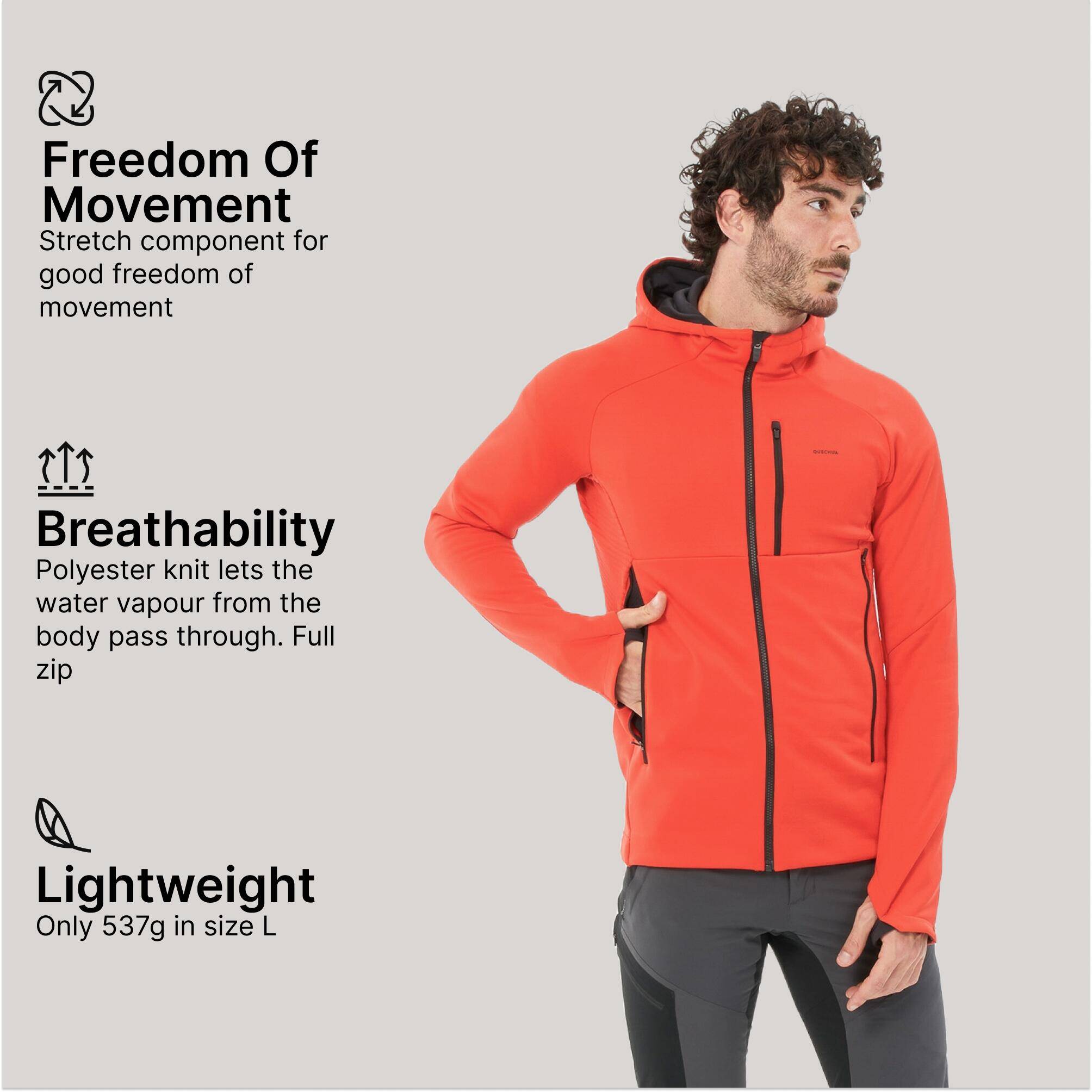 Men's Hiking Fleece Jacket - MH500 Hood -  4