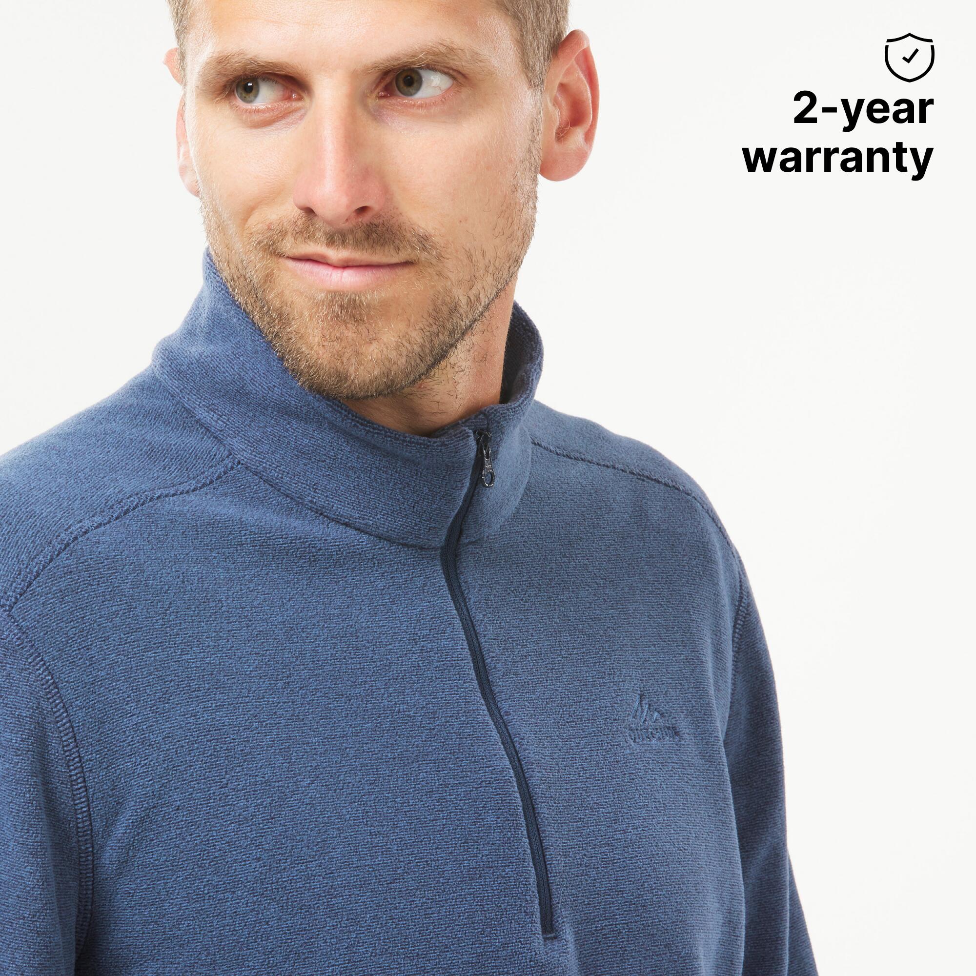 Men Sweater Half-Zip Fleece for Hiking MH100 Navy Blue