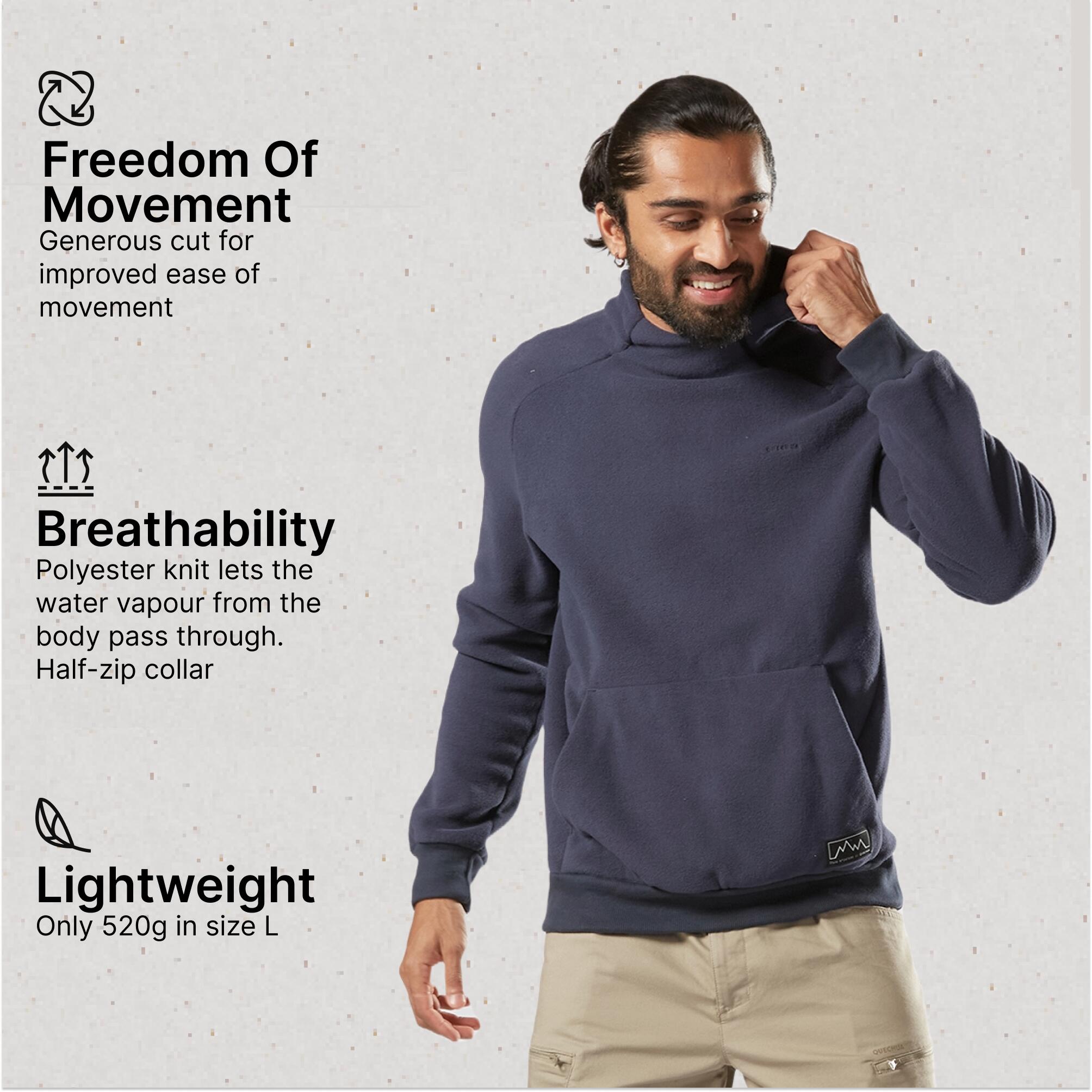 Men’s Hiking Hooded Fleece Sweatshirt - MH100