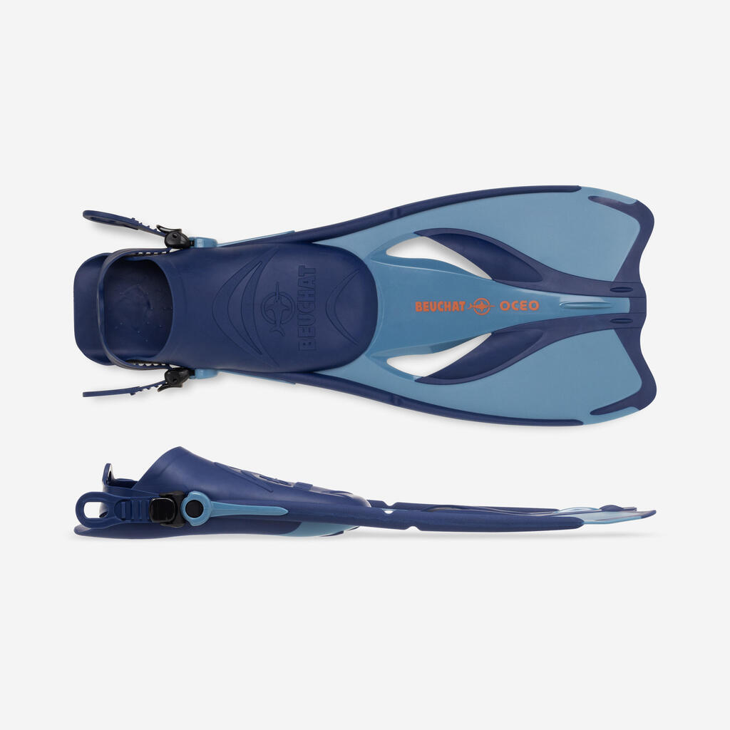 Snorkelling set fins mask snorkel FMS - Atoll blue