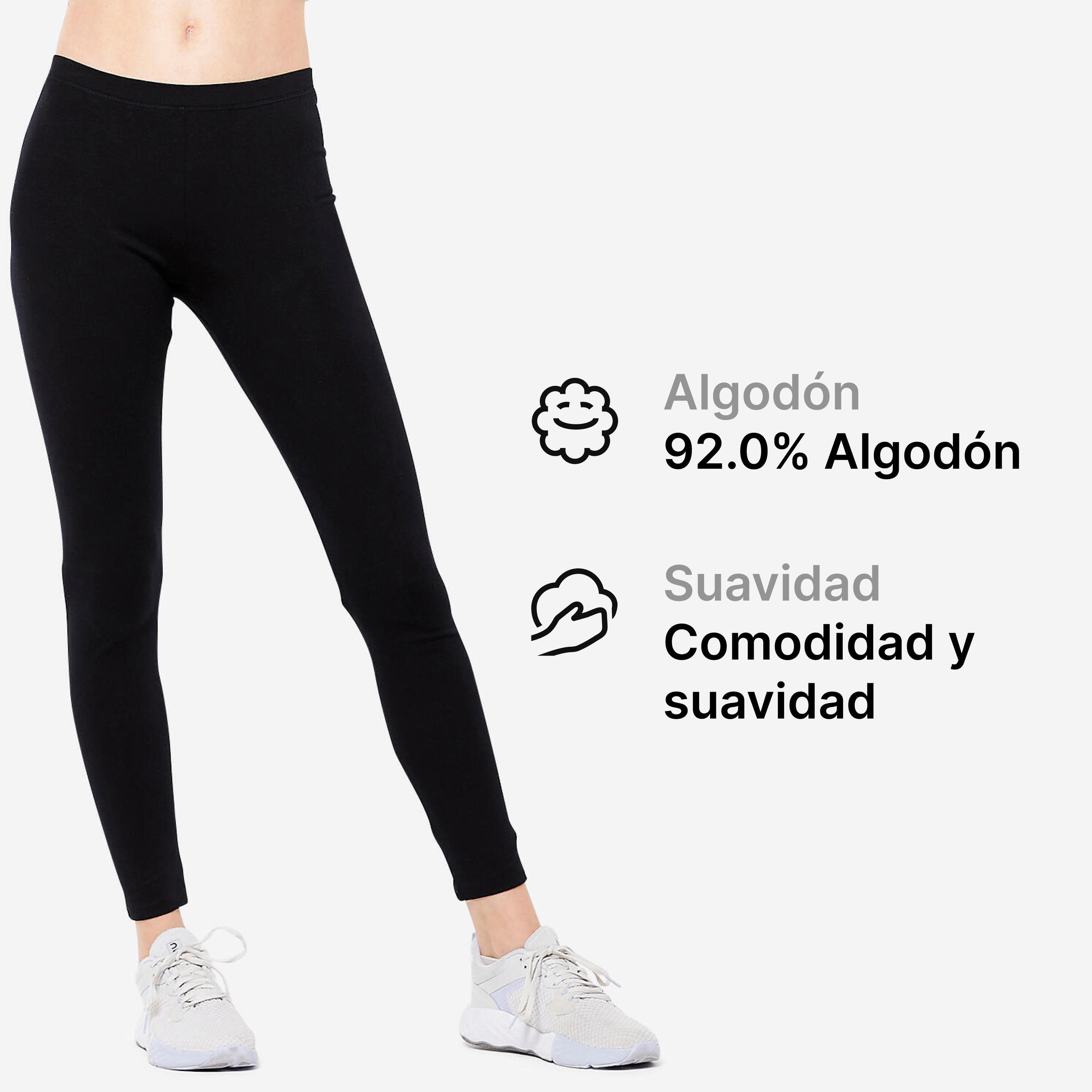 Malla legging algodón fitness Mujer Stretch 100 negro 2/5