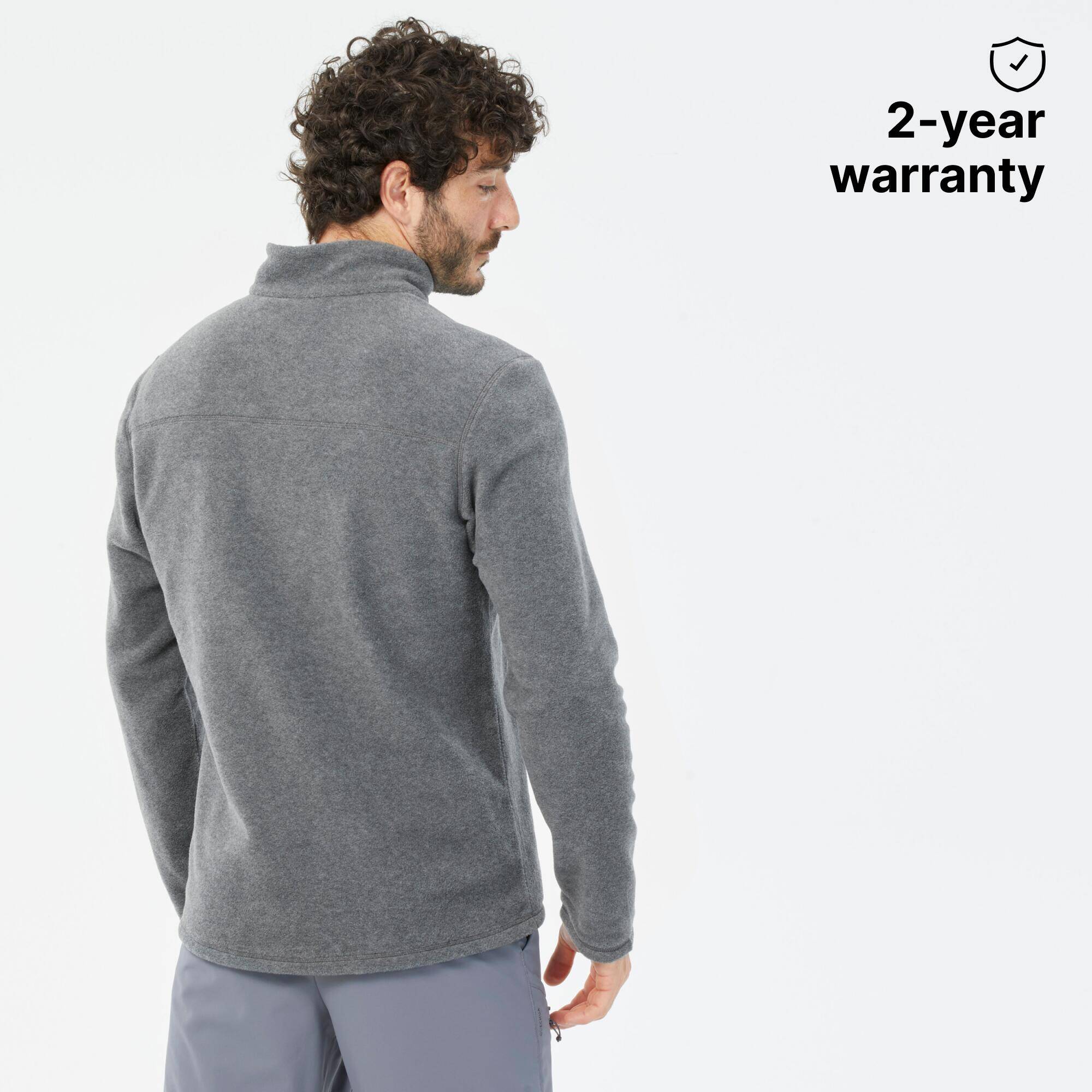 Men’s mountain hiking fleece jacket, MH100 Half Zip - Grey -  4