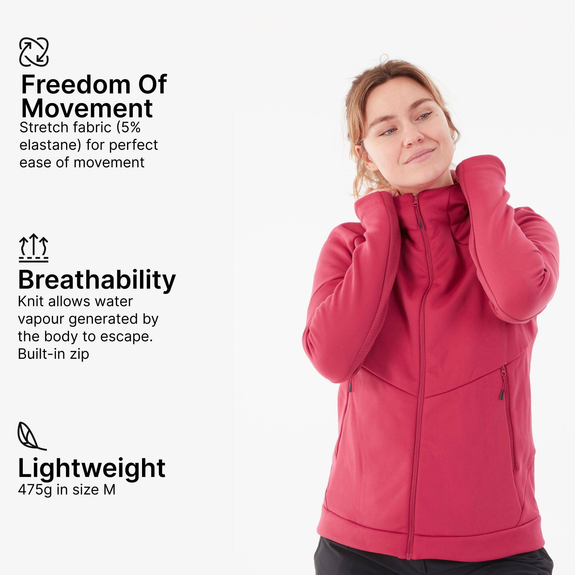 Women’s Hiking Fleece Jacket - MH520 Hood -  3