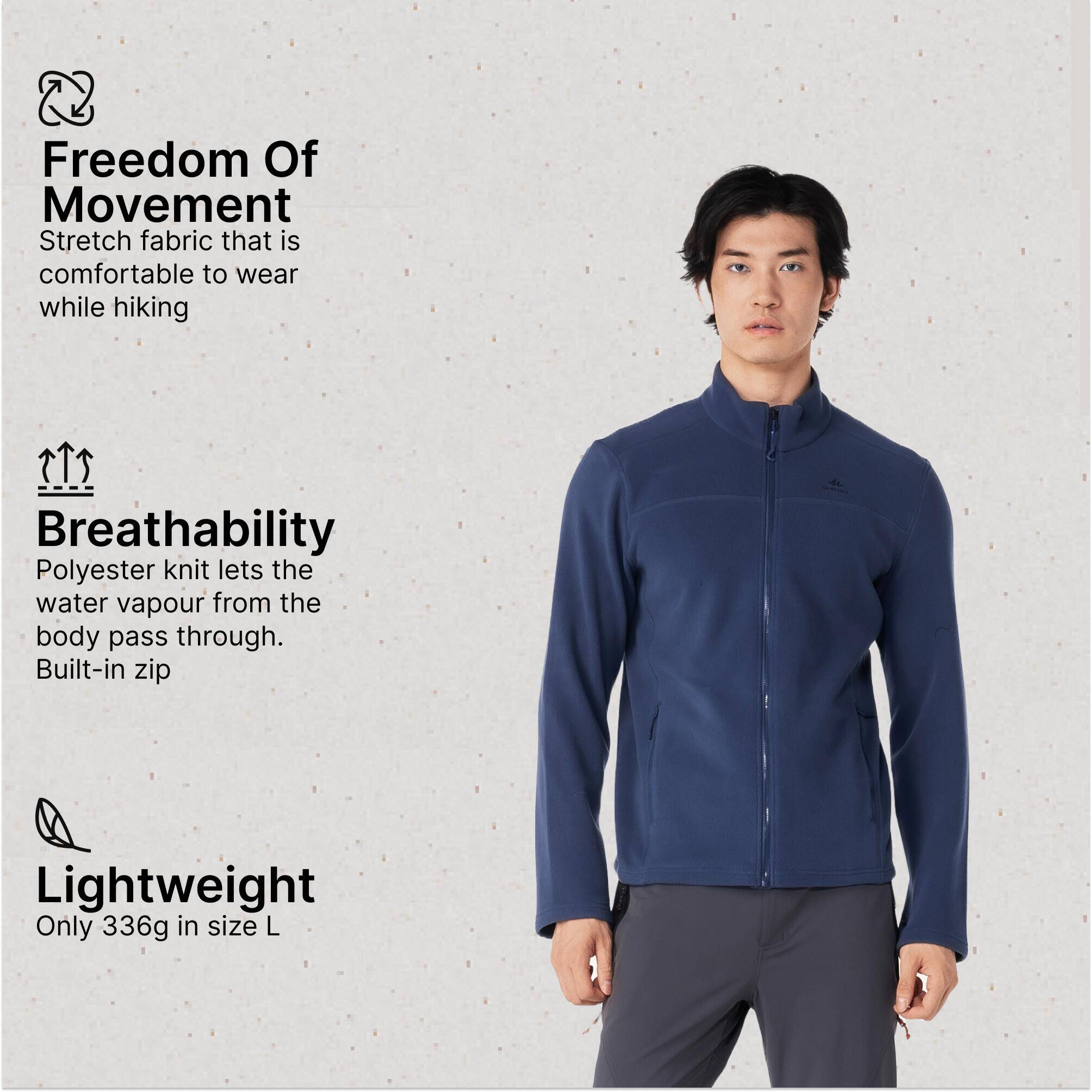 Men’s mountain hiking fleece jacket MH100 Full Zip - Blue -  3