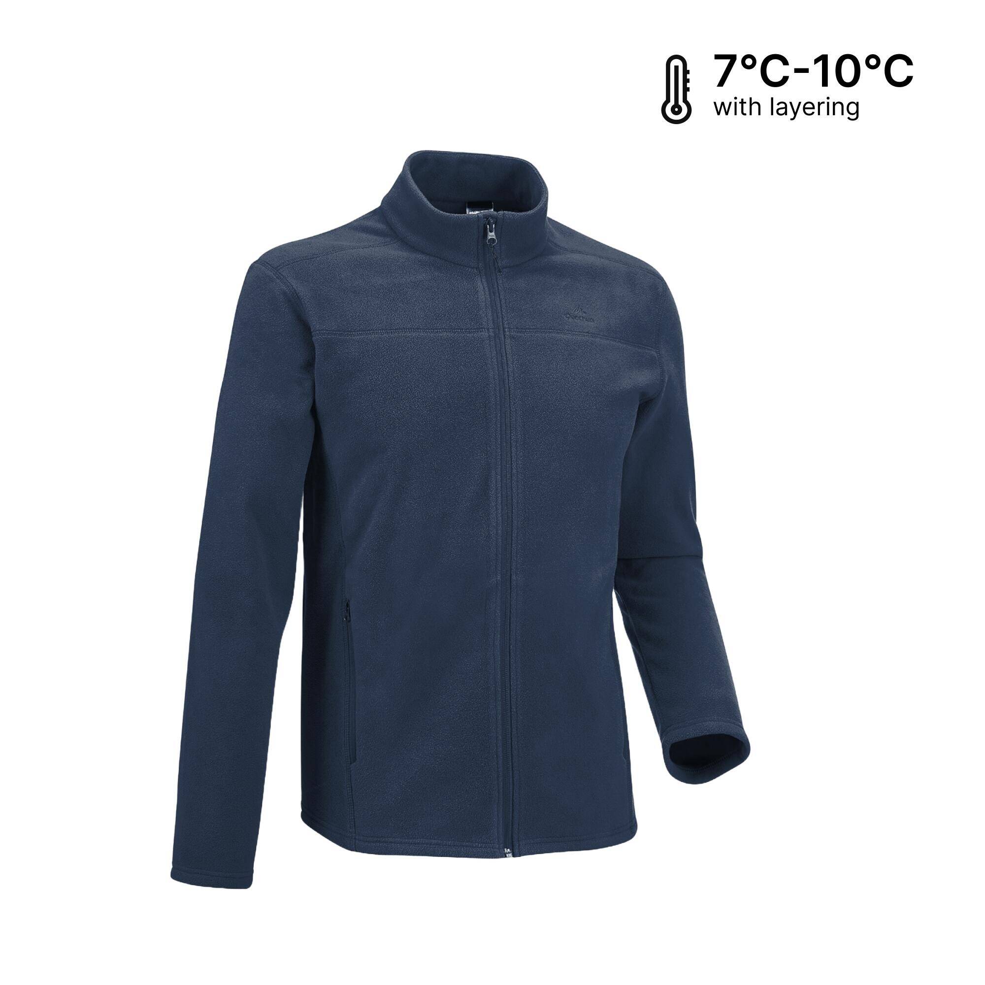 Men’s mountain hiking fleece jacket MH100 Full Zip - Blue -  1